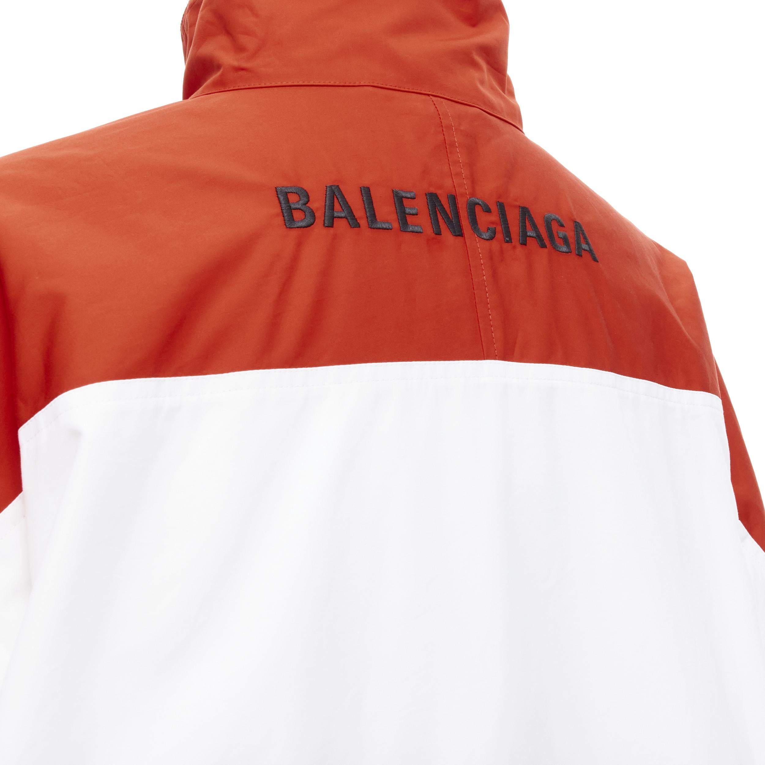 new BALENCIAGA Y2K red white colorblocked logo embroidered track jacket IT50 L 
Reference: TGAS/C00447 
Brand: Balenciaga 
Designer: Demna 
Material: Cotton 
Color: Red 
Pattern: Solid 
Closure: Zip 
Extra Detail: Y2K inspired oversized track
