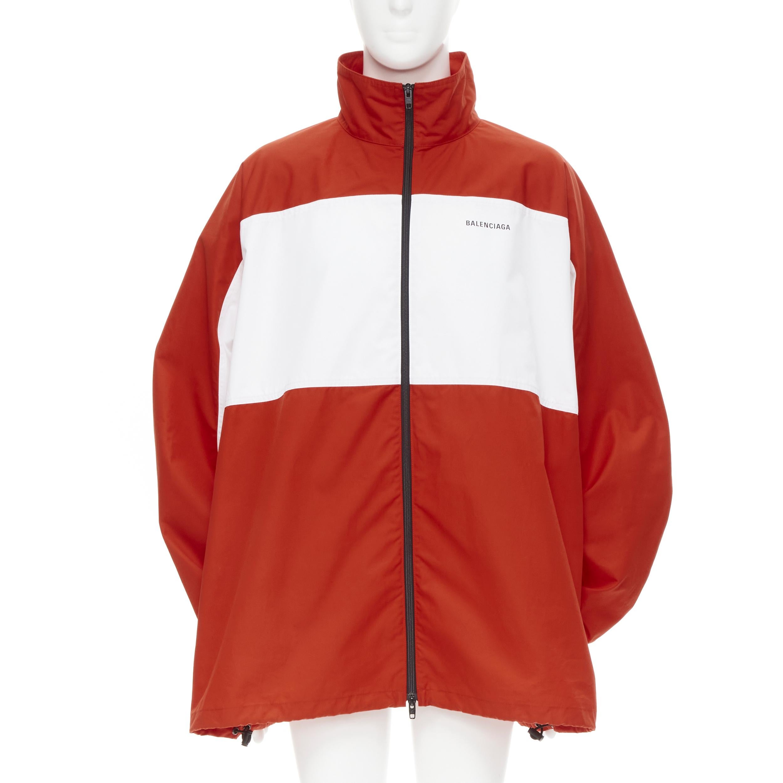 Rouge new BALENCIAGA Y2K rouge blanc logo colorblocked poplin track jacket IT46 S en vente
