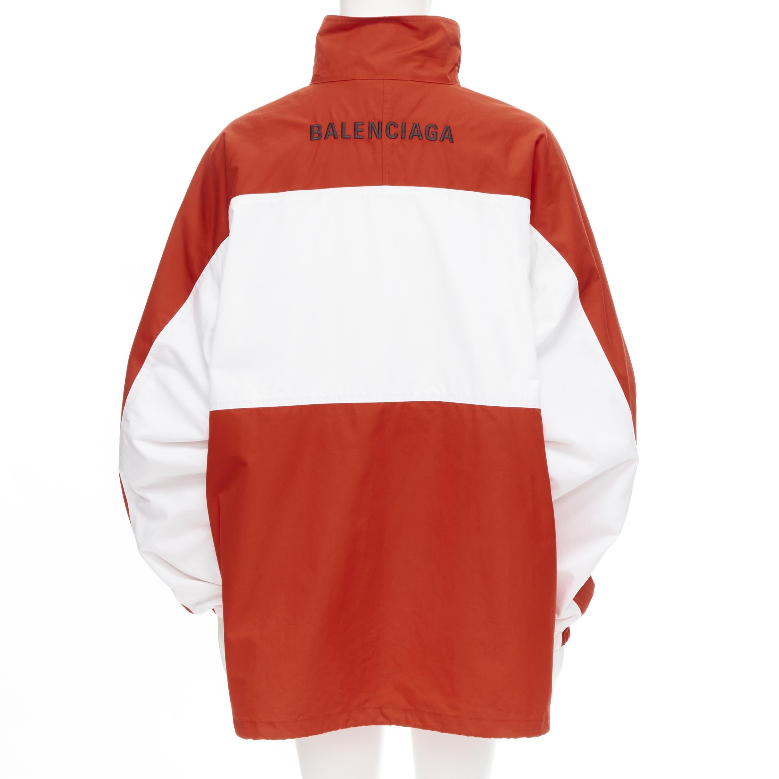 new BALENCIAGA Y2K rouge blanc logo colorblocked poplin track jacket IT46 S Pour hommes en vente