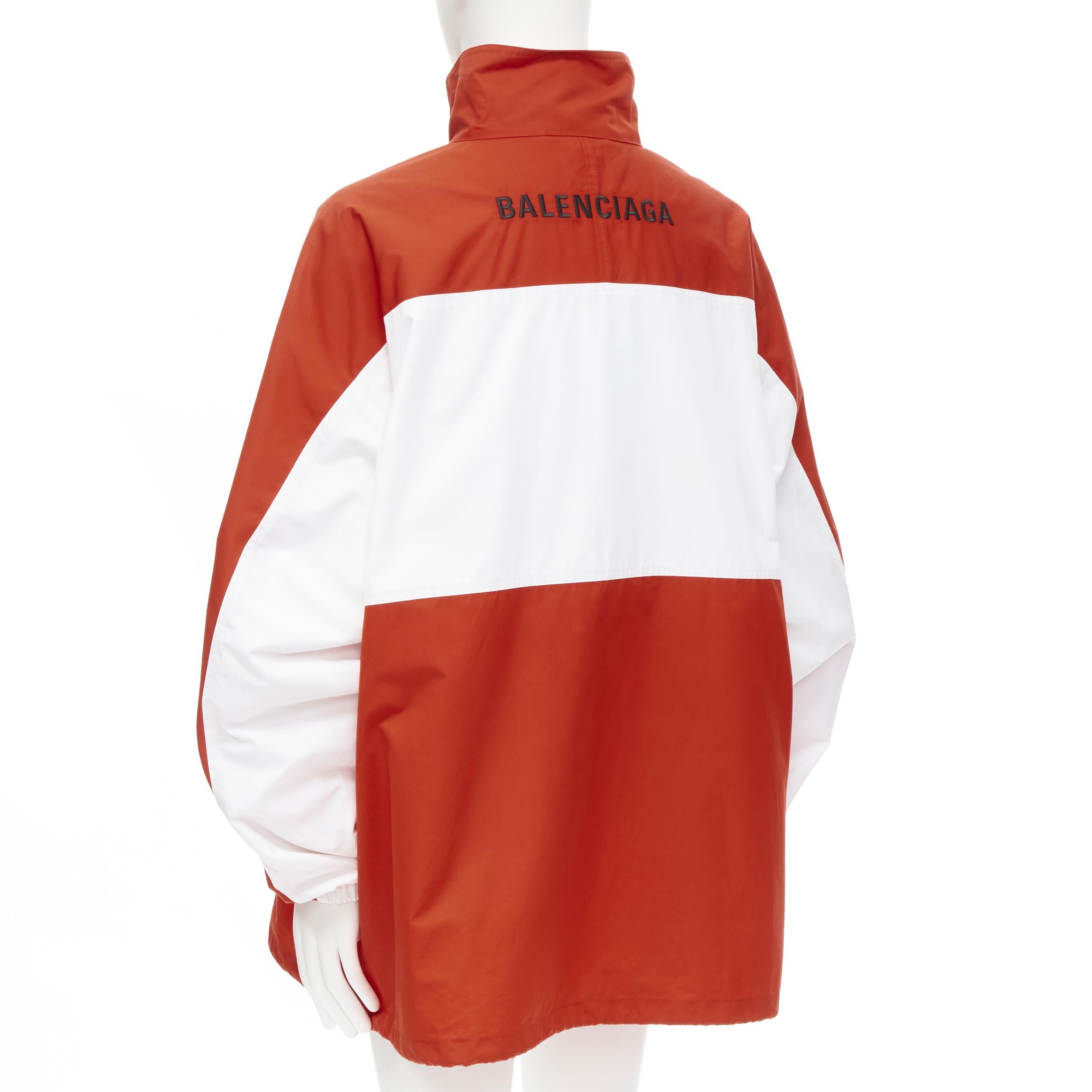new BALENCIAGA Y2K rouge blanc logo colorblocked poplin track jacket IT46 S en vente 1