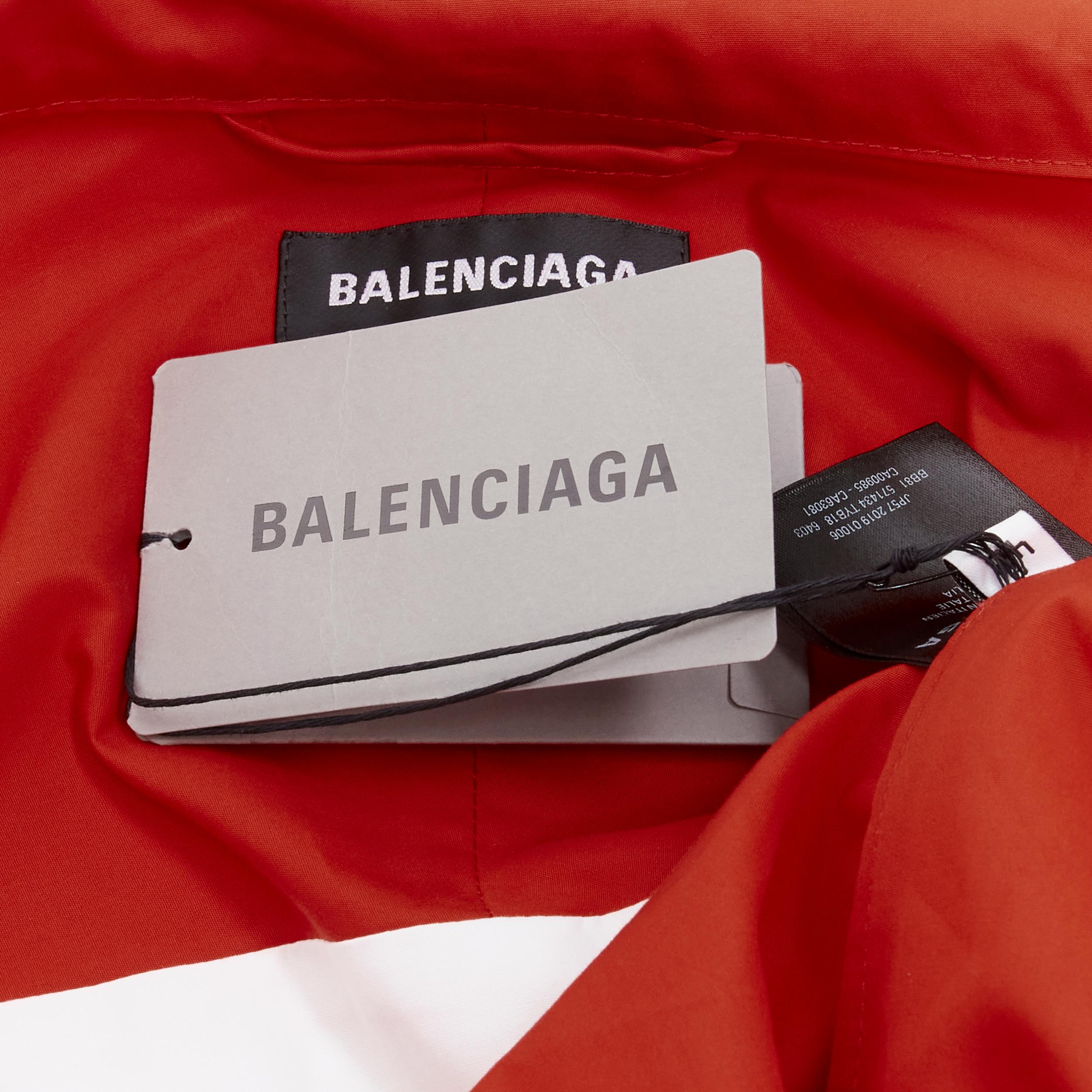 new BALENCIAGA Y2K rouge blanc logo colorblocked poplin track jacket IT46 S en vente 3