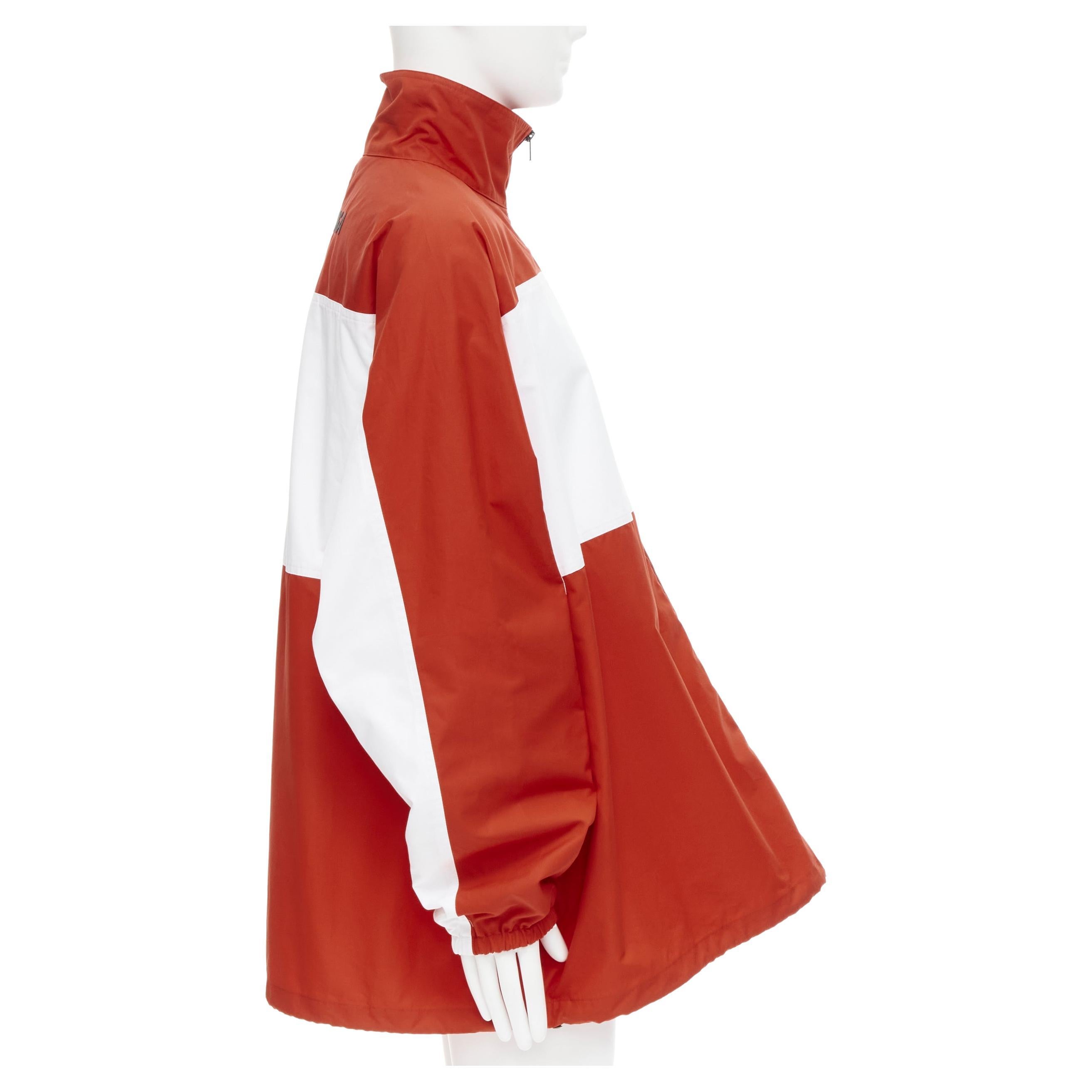new BALENCIAGA Y2K rouge blanc logo colorblocked poplin track jacket IT46 S en vente