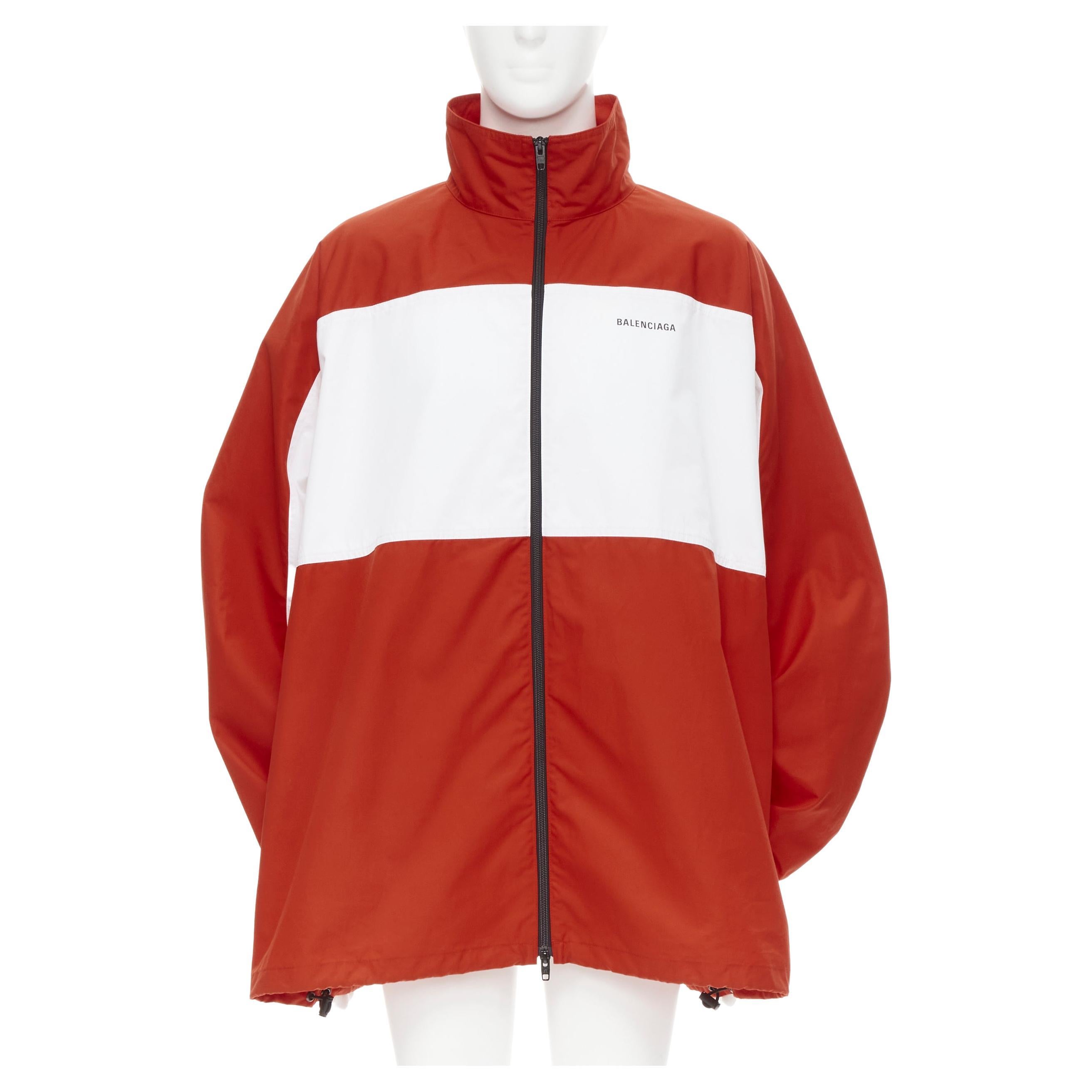 new BALENCIAGA Y2K red white colorblocked logo poplin track jacket IT48 M For Sale