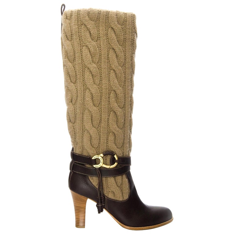 New Bally Knit and Leather Boots Sz 40.5 For Sale at 1stDibs