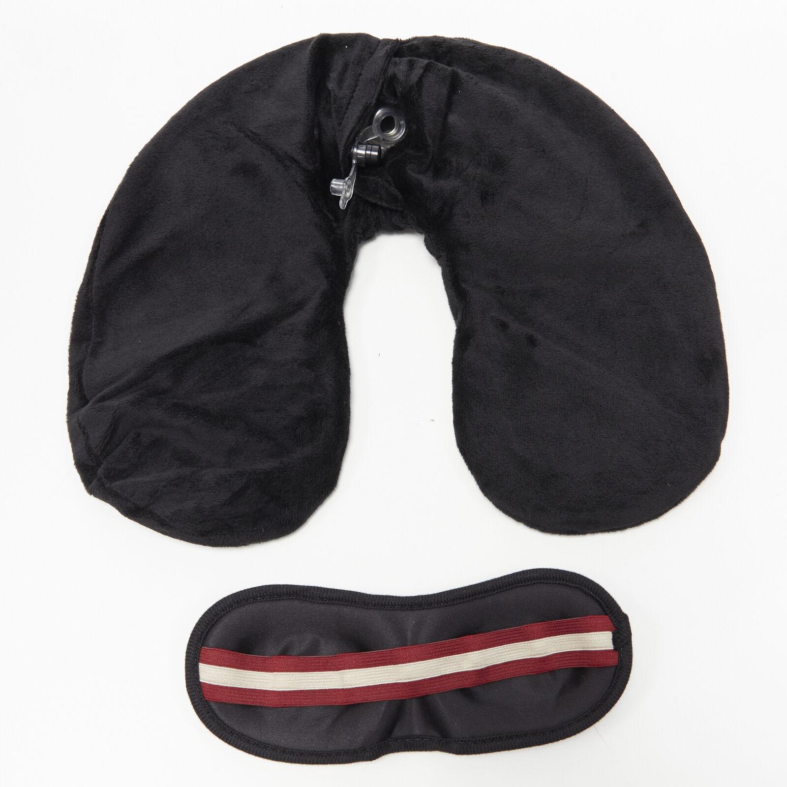 new BALLY Signature web canvas pouch eye mask neck pillow travel flight set 2