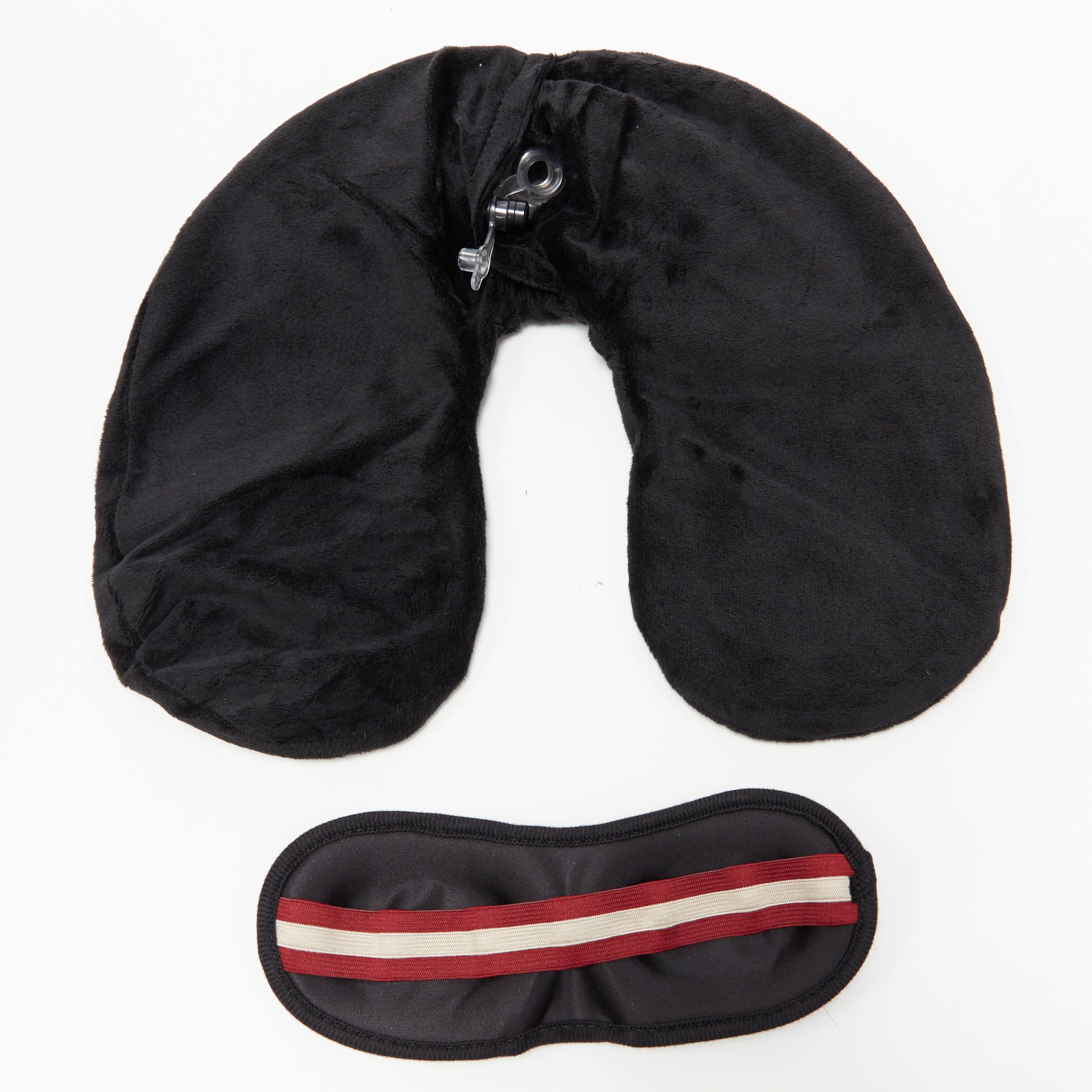 new BALLY Signature web canvas pouch eye mask neck pillow travel flight set In New Condition In Hong Kong, NT