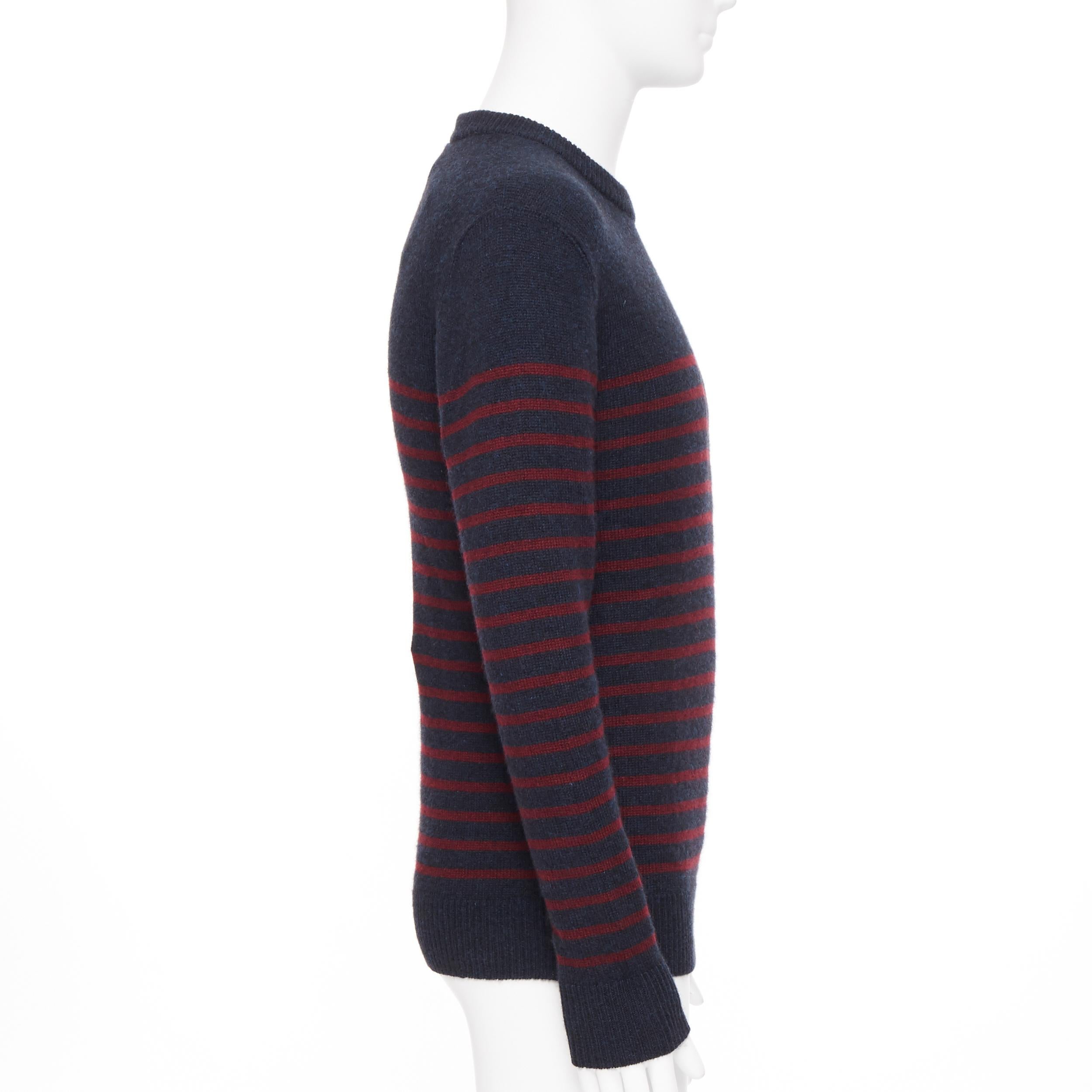 De los hombres nuevo BALMAIN 100% cachemira azul rojo raya oro militar botón suéter de punto S