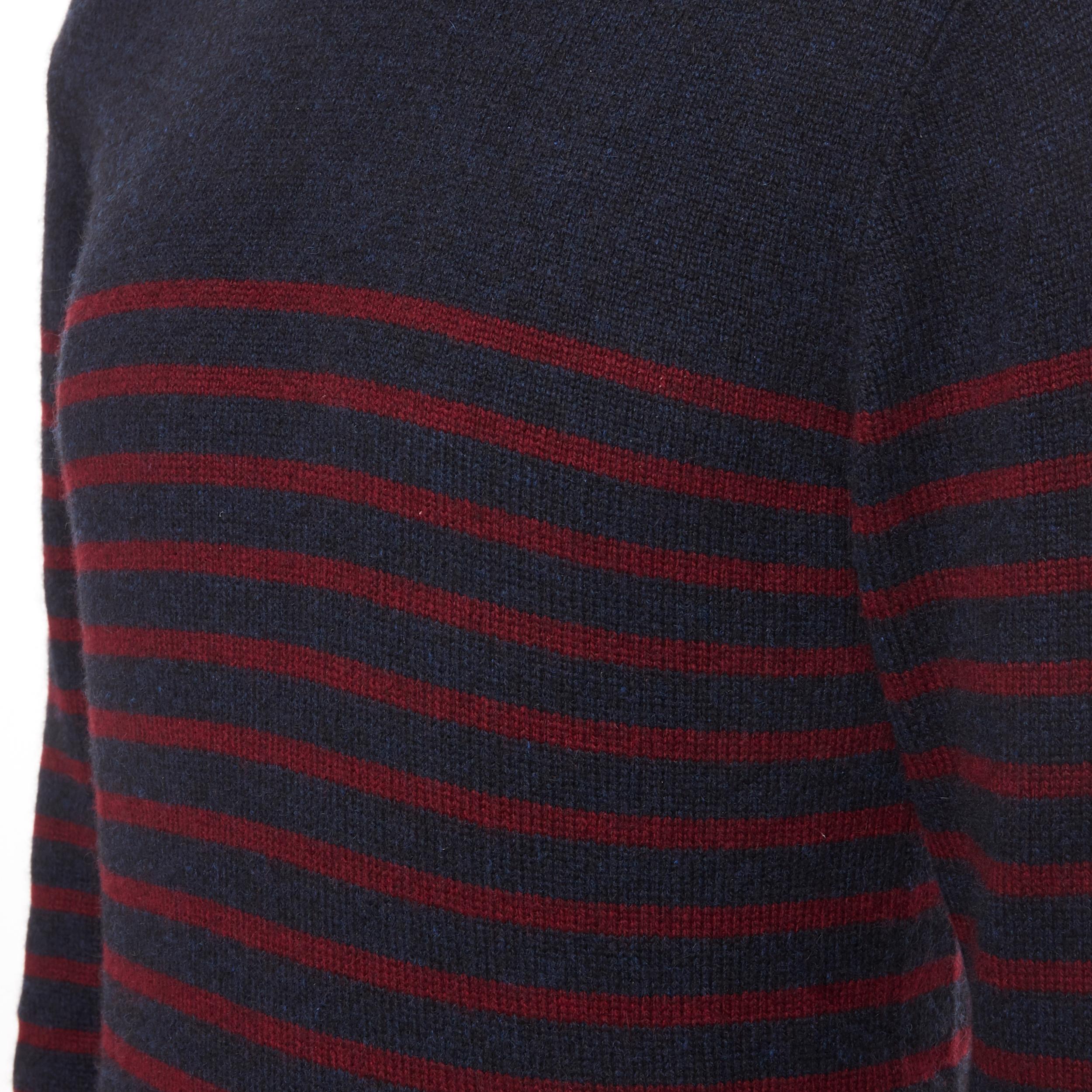 nuevo BALMAIN 100% cachemira azul rojo raya oro militar botón suéter de punto S 3