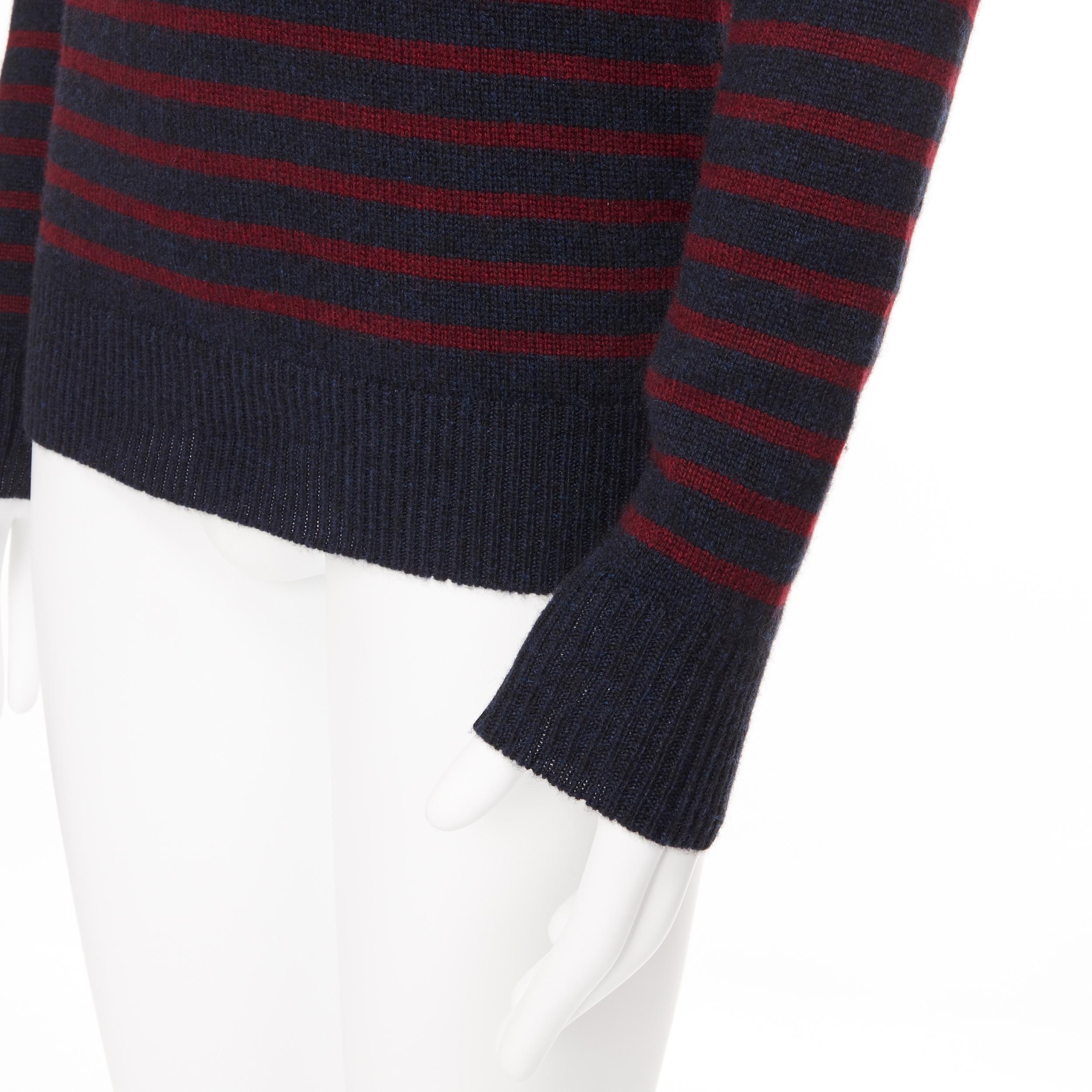 nuevo BALMAIN 100% cachemira azul rojo raya oro militar botón suéter de punto S 4