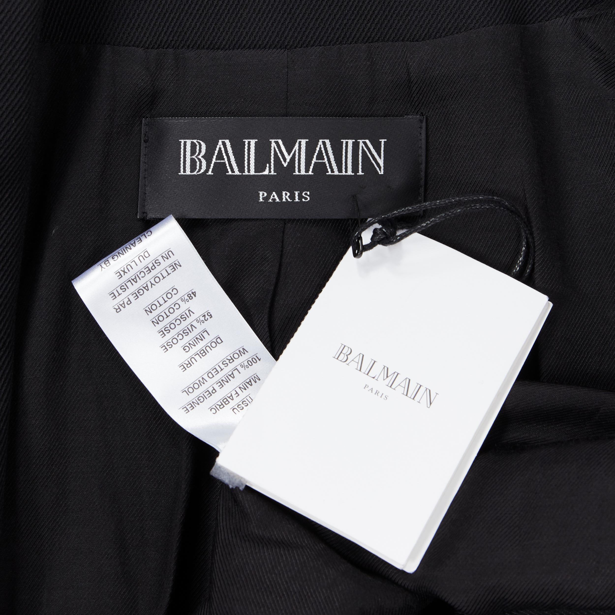 new BALMAIN 100% wool black gold button double breasted blazer jacket FR42  L at 1stDibs