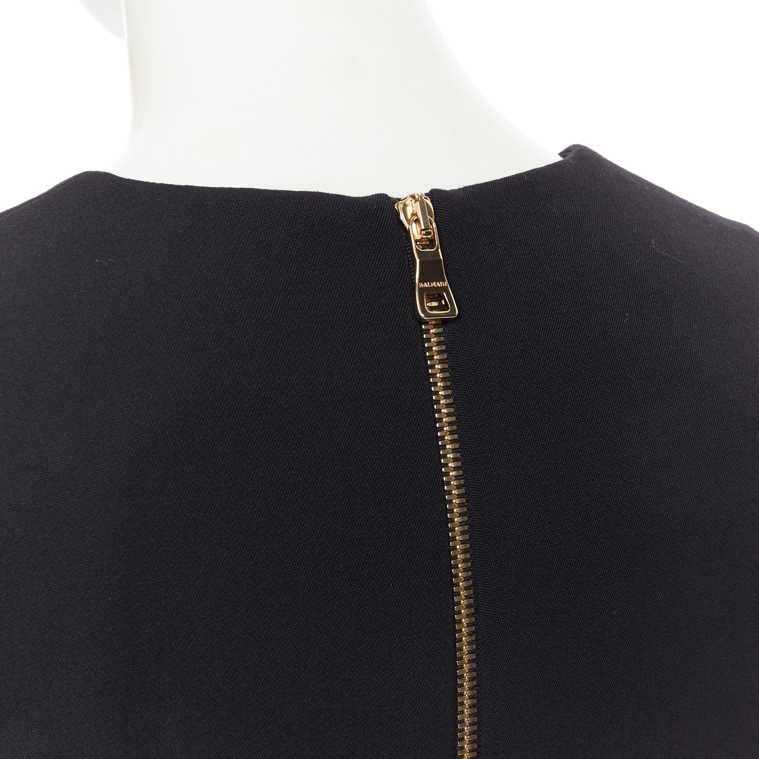 new BALMAIN 100% wool black gold military double breasted button jumpsuit FR36 S 2