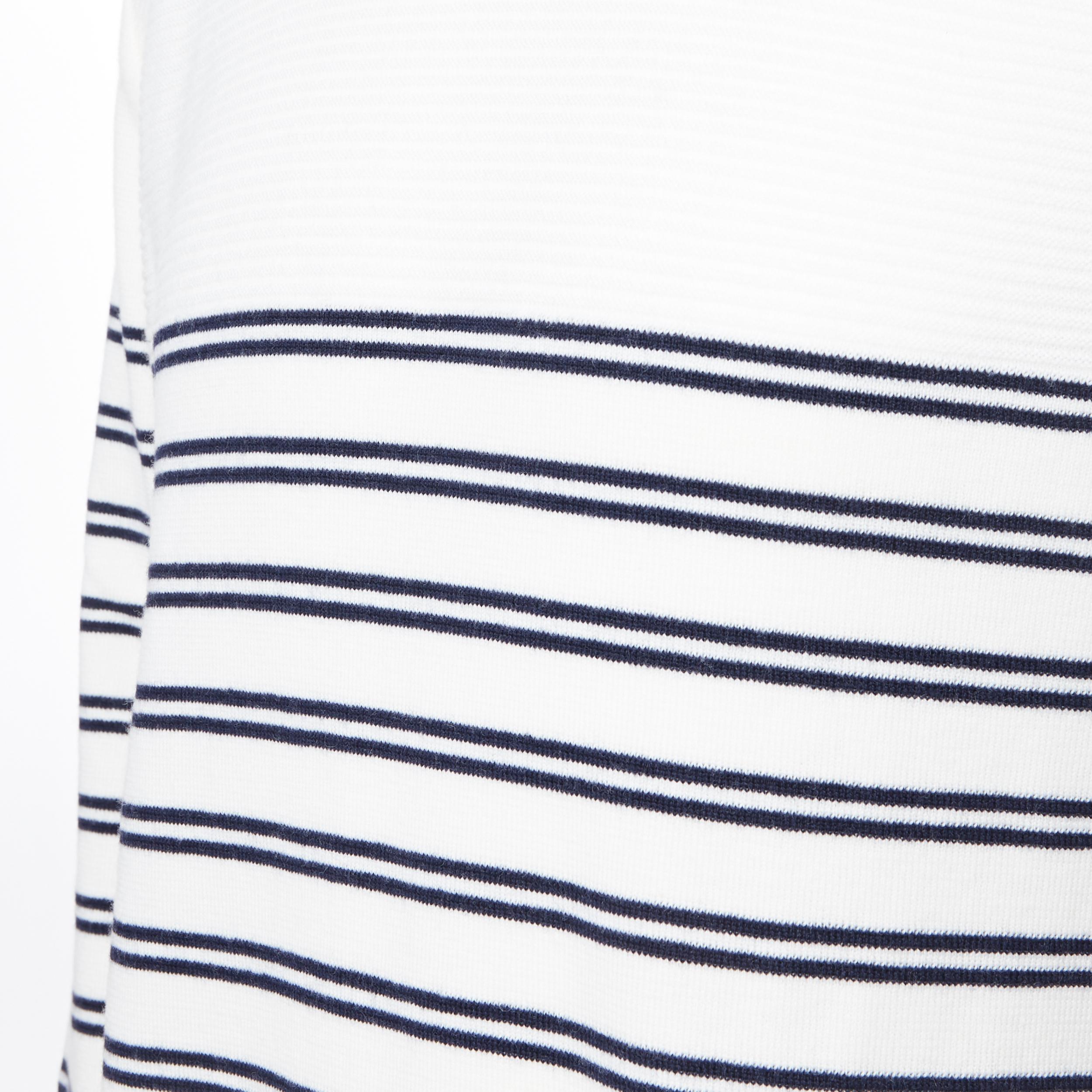Men's new BALMAIN 100% wool white blue nautical stripe military button knit sweater XL