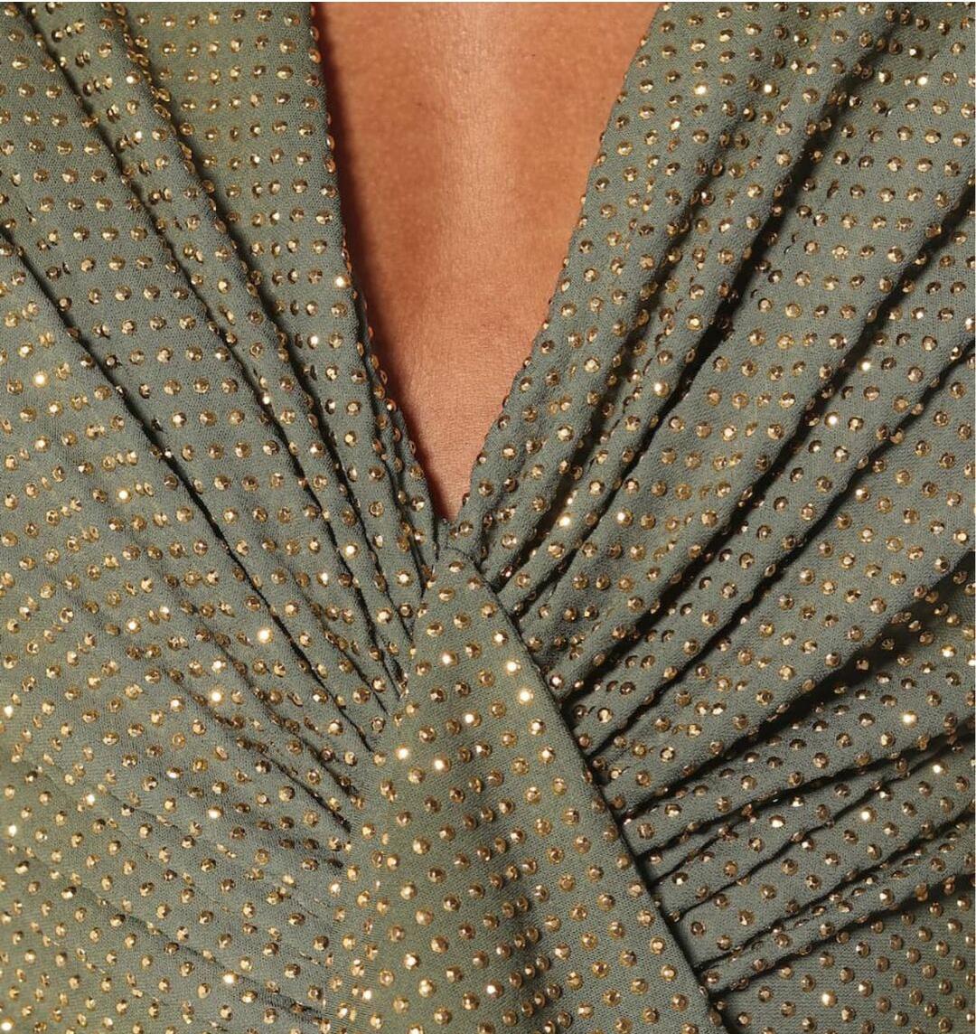 NEW BALMAIN BEIGEES LANGES KLEID mit GOLD-TONE RIVETS 36 - 4 Damen
