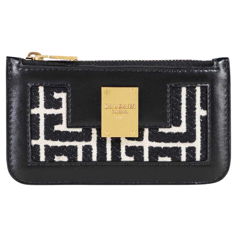 New Balmain Black 1945 Monochrome Leather Card Holder Wallet For Sale at  1stDibs