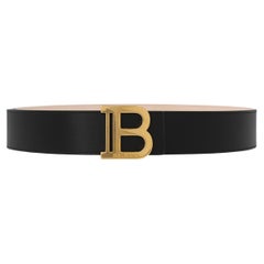 New Balmain Black B Logo Leather Belt Size 85 EU