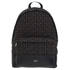 New Balmain Black Black All-Over Monogram Backpack Rucksack Bag