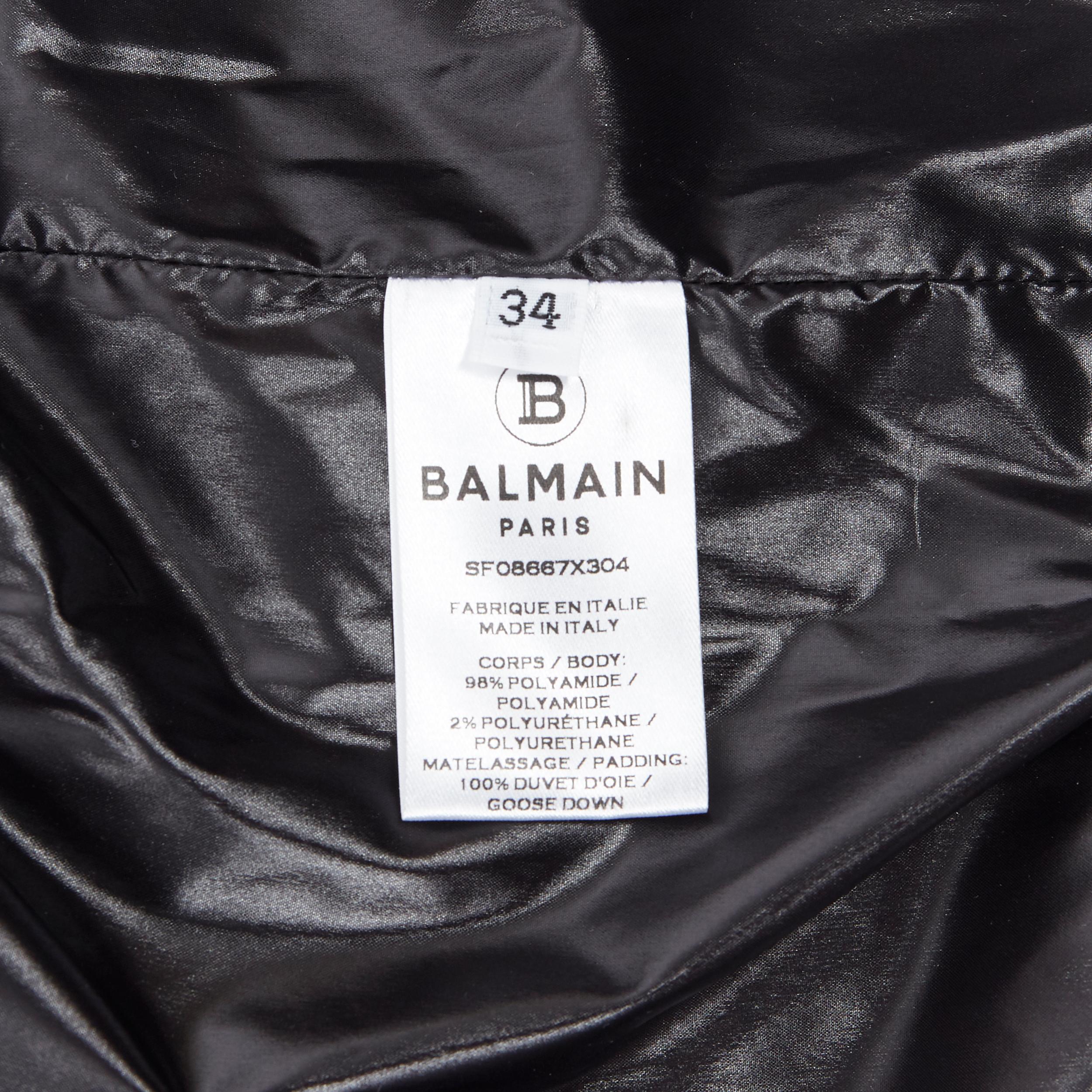 new BALMAIN black double breasted diamond goose down quilted puffer jacket FR34 2