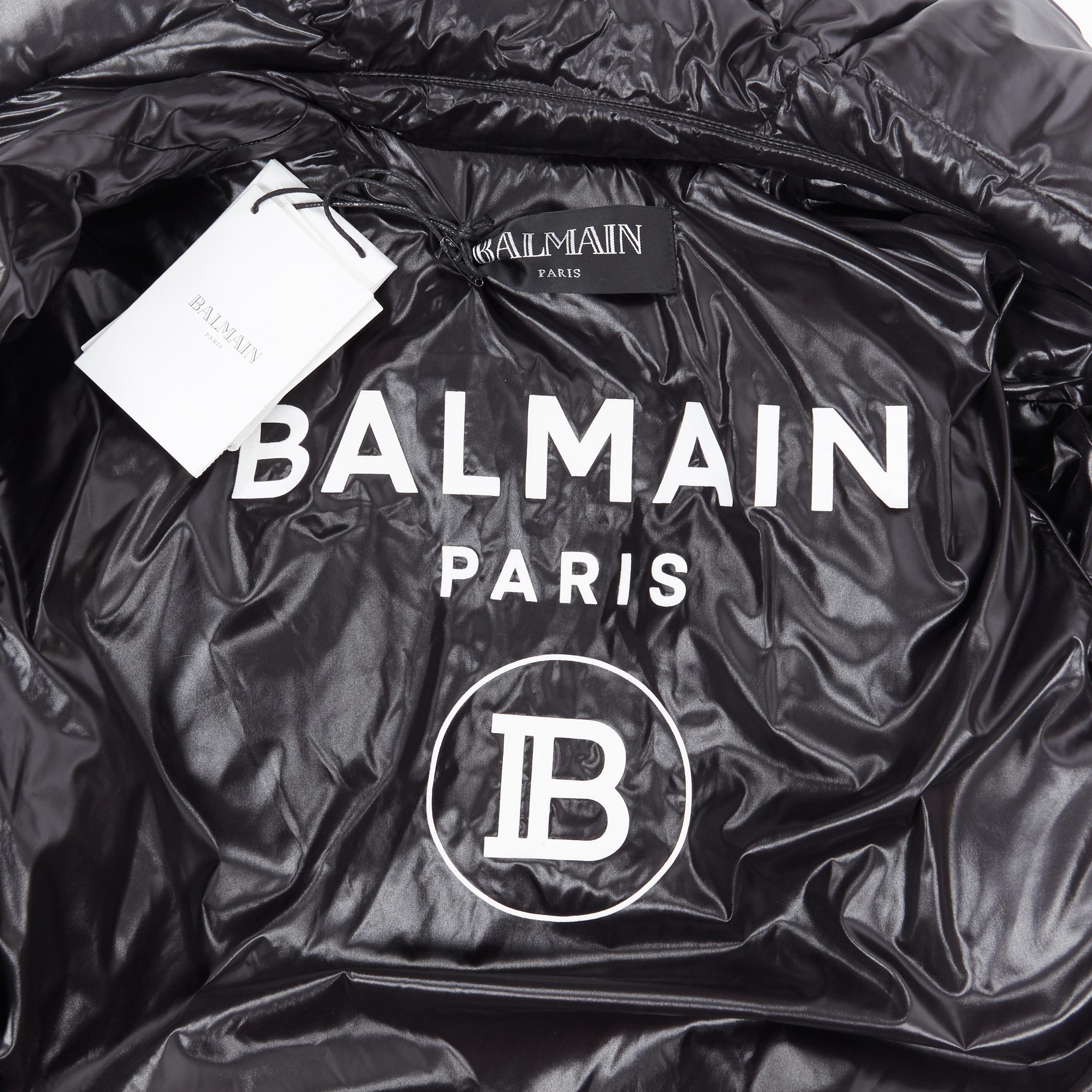 new BALMAIN black double breasted diamond goose down quilted puffer jacket FR34 3