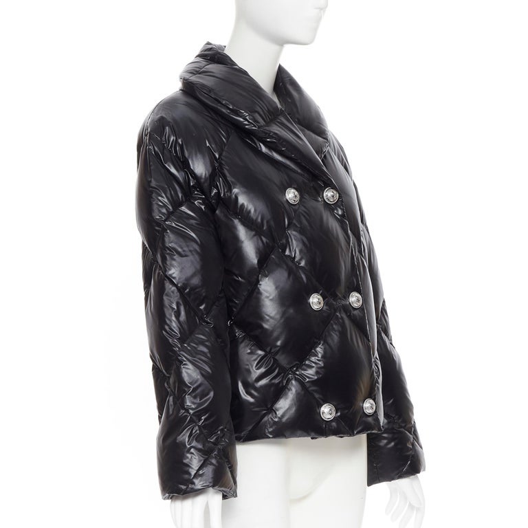 new BALMAIN black double breasted diamond goose down quilted puffer jacket  FR34 at 1stDibs | balmain puffer jacket