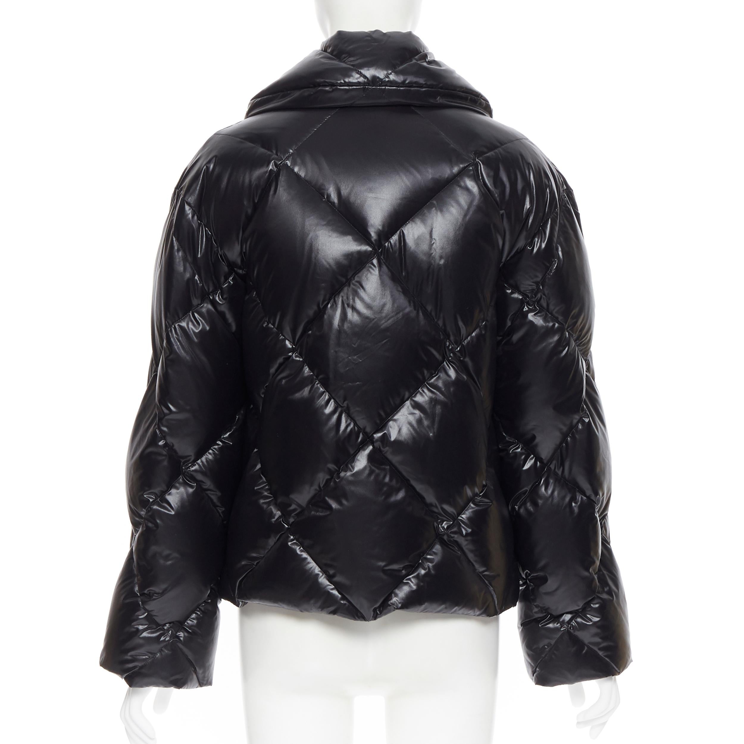 Black new BALMAIN black double breasted diamond goose down quilted puffer jacket FR34