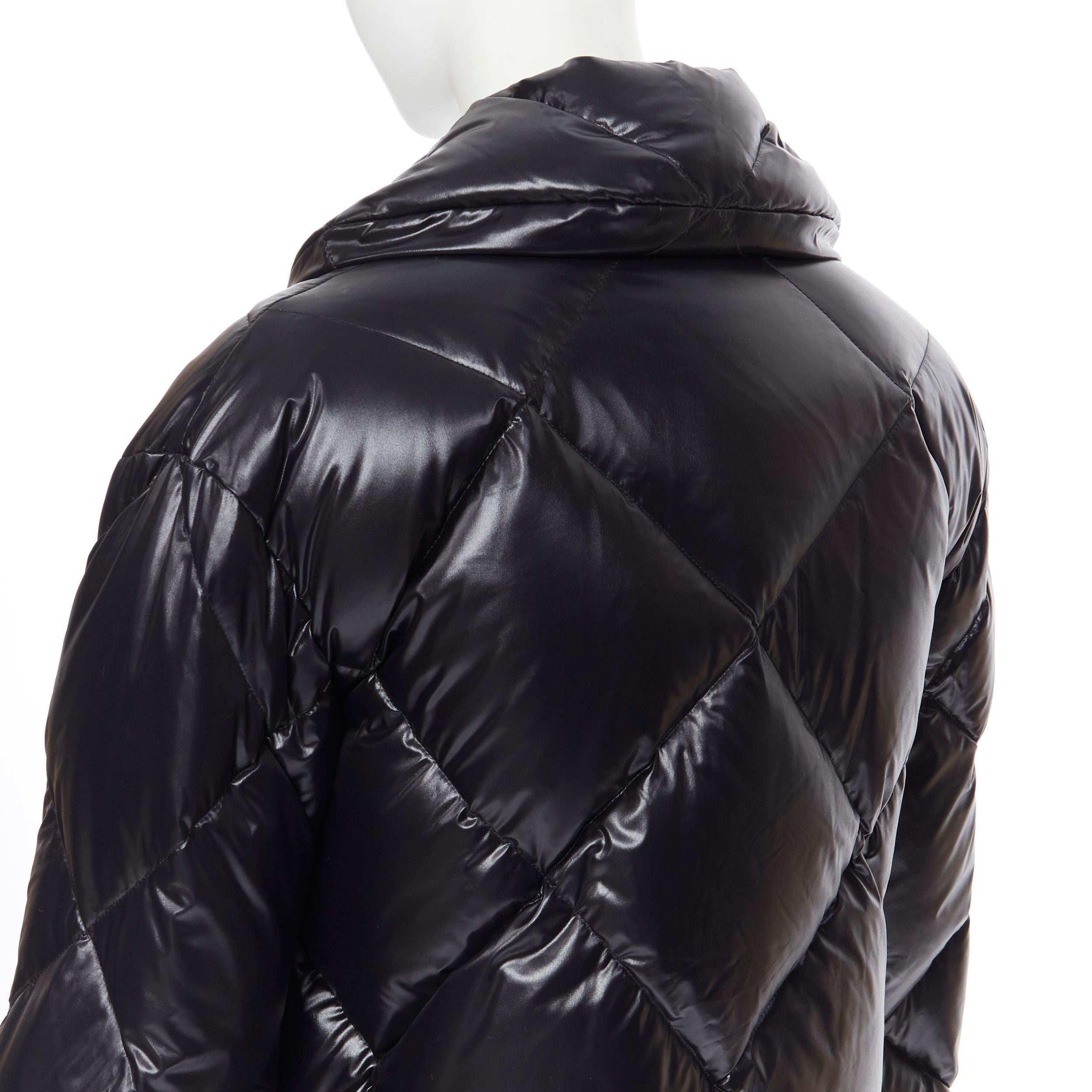 new BALMAIN black double breasted diamond goose down quilted puffer jacket FR34 1