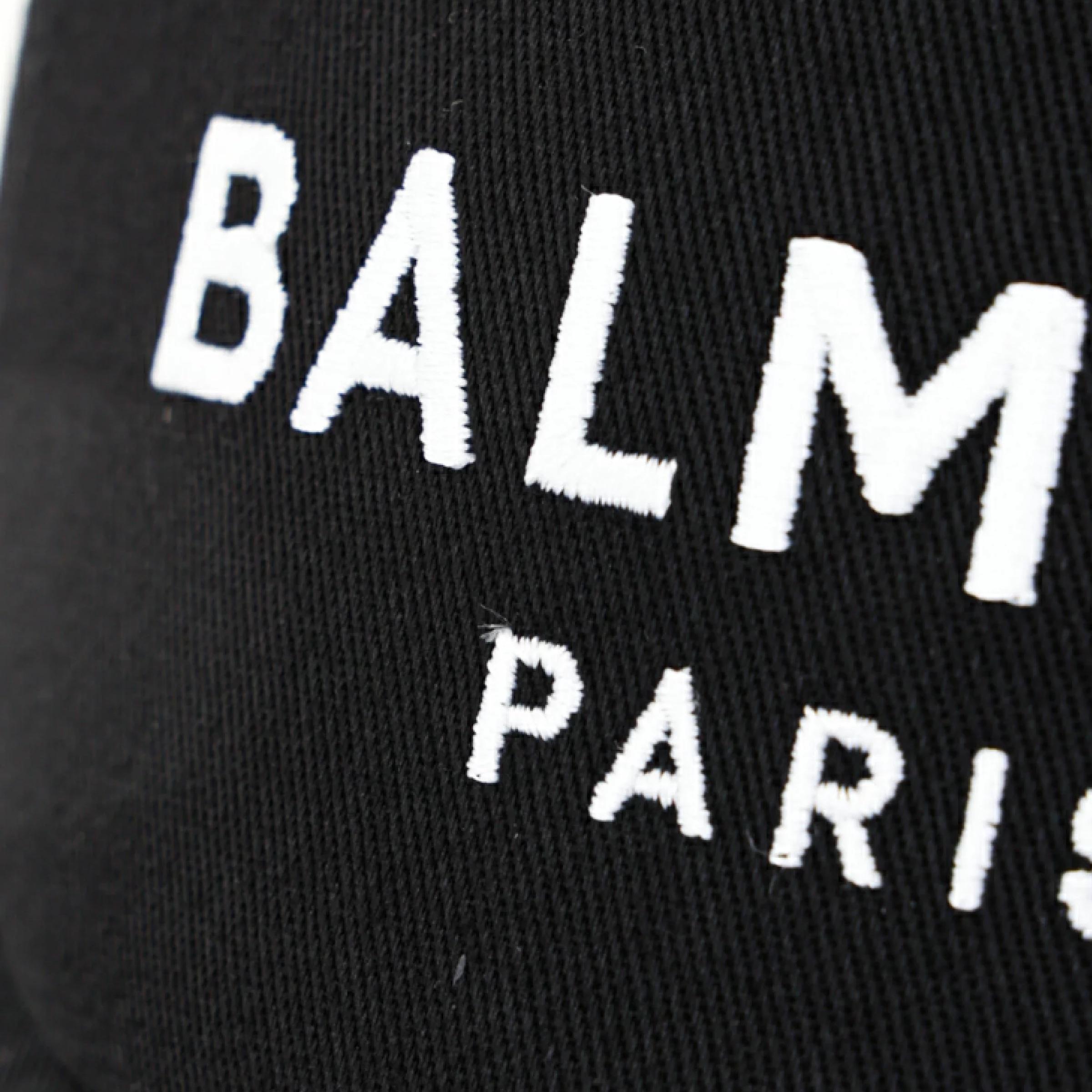 New Balmain Black Front Logo Cotton Cap For Sale 5