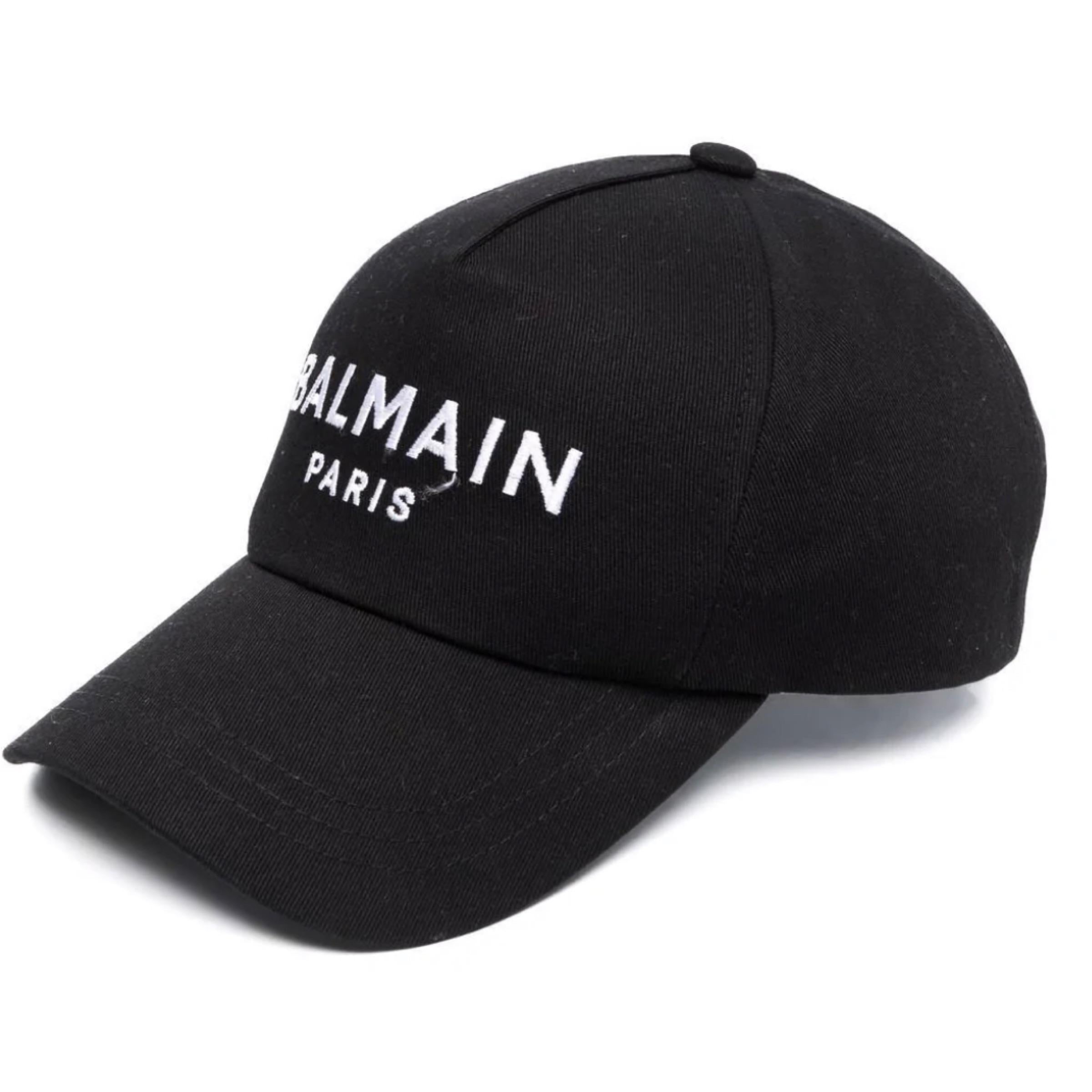 New Balmain Black Front Logo Cotton Cap In New Condition For Sale In San Marcos, CA