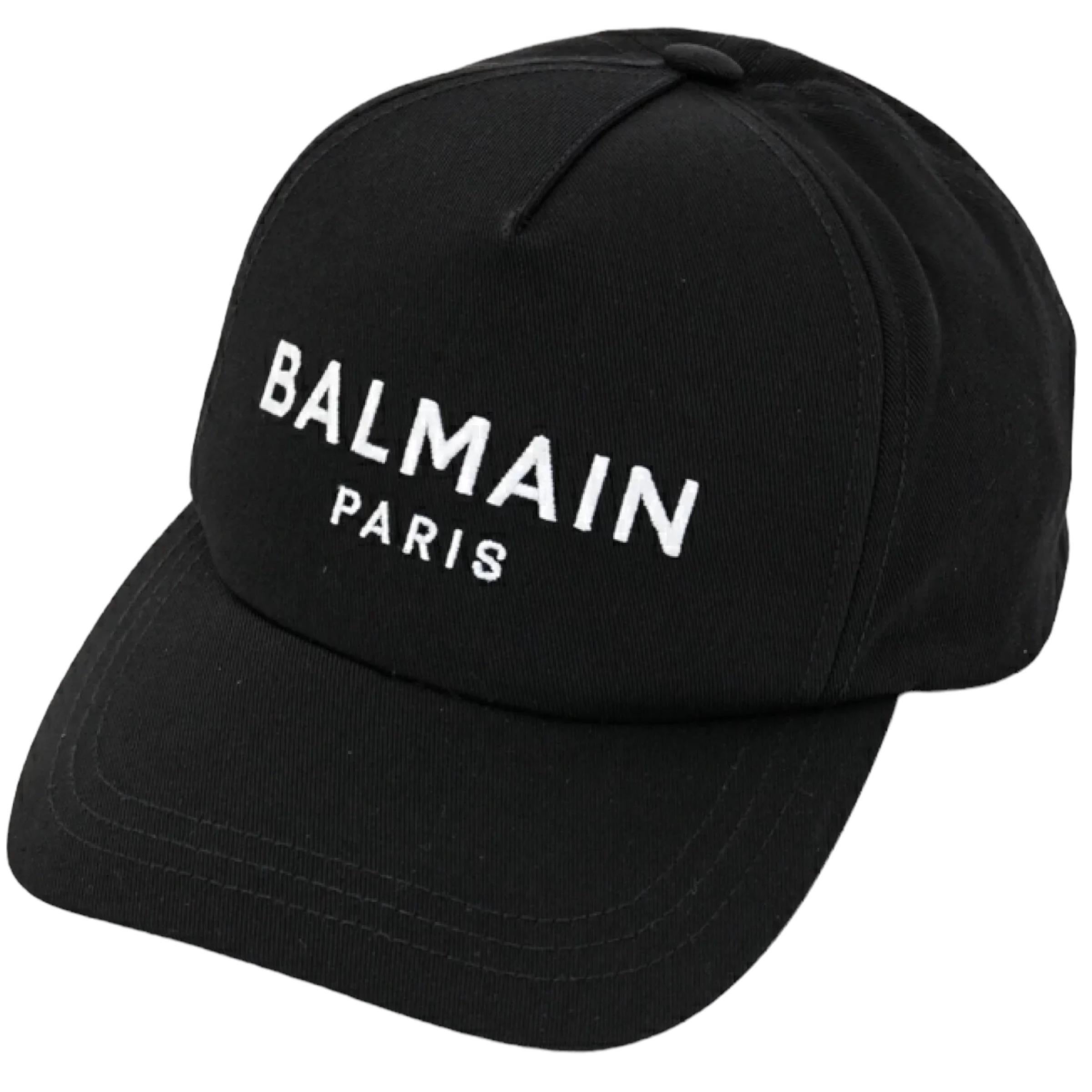 Women's New Balmain Black Front Logo Cotton Cap For Sale