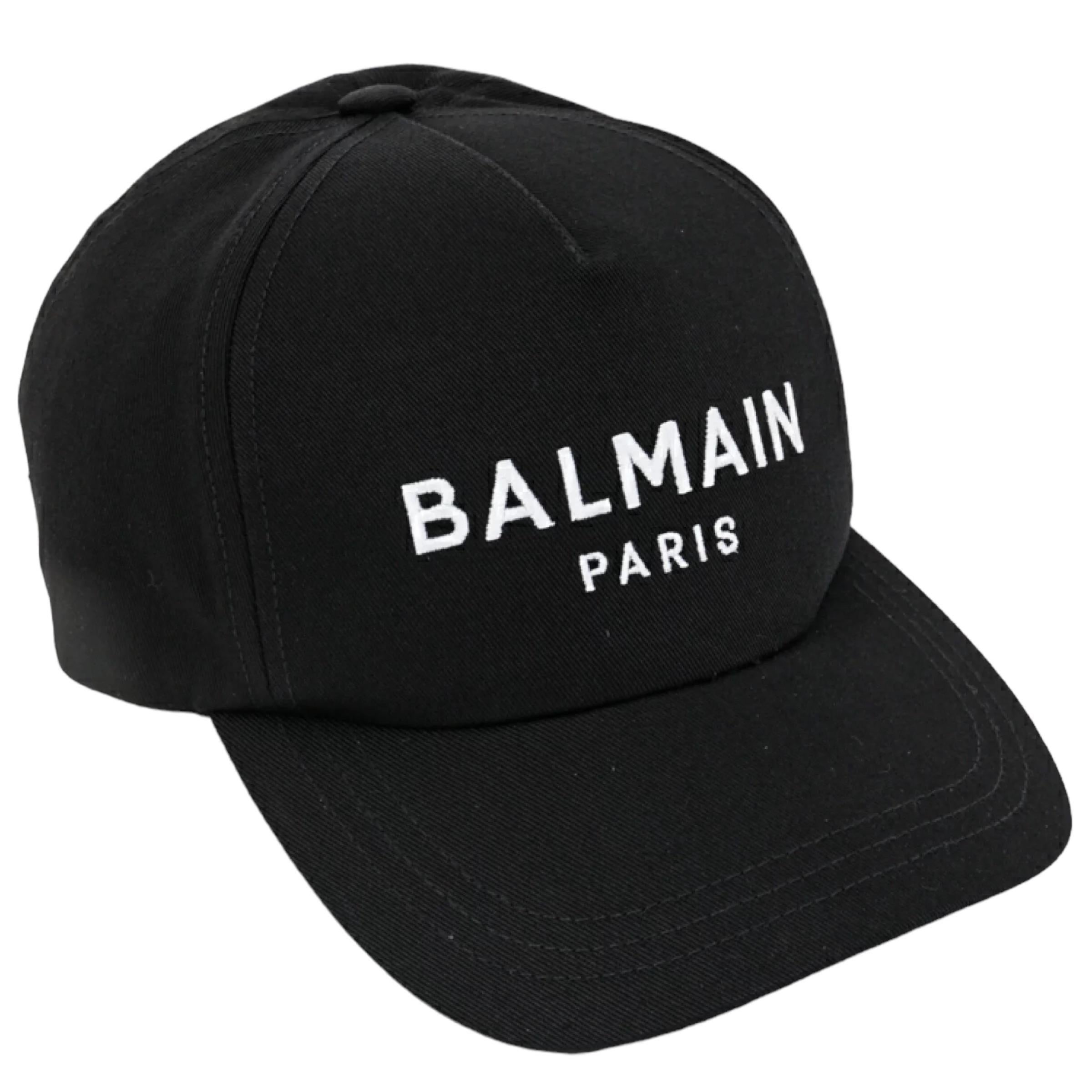 New Balmain Black Front Logo Cotton Cap For Sale 1