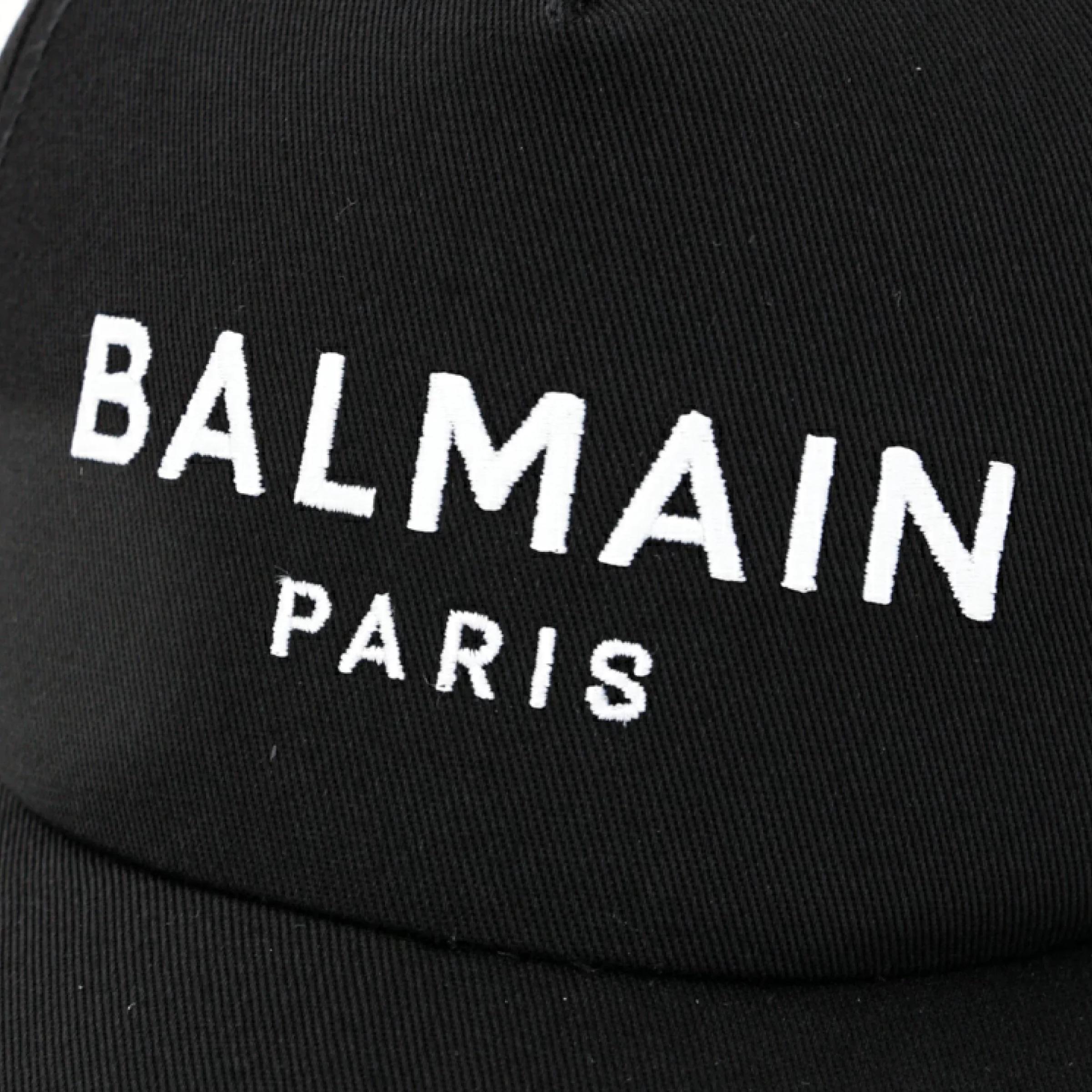 New Balmain Black Front Logo Cotton Cap For Sale 4
