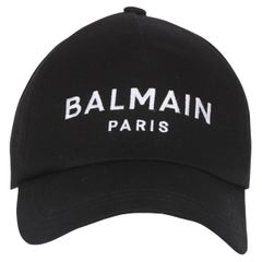 New Balmain Black Front Logo Cotton Cap