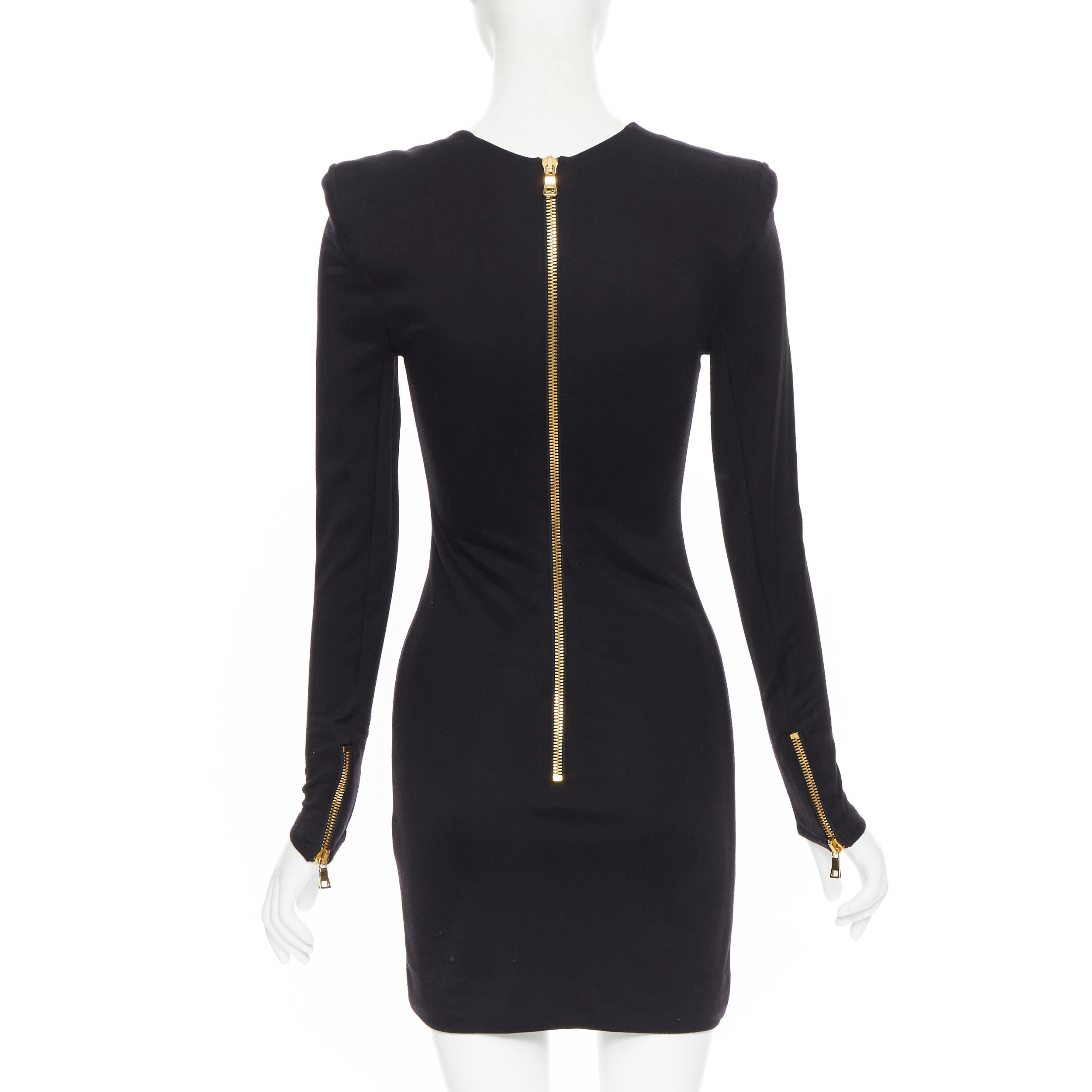 nuevo BALMAIN negro oro militar moneda arnés cadena collar bodycon vestido FR34 1