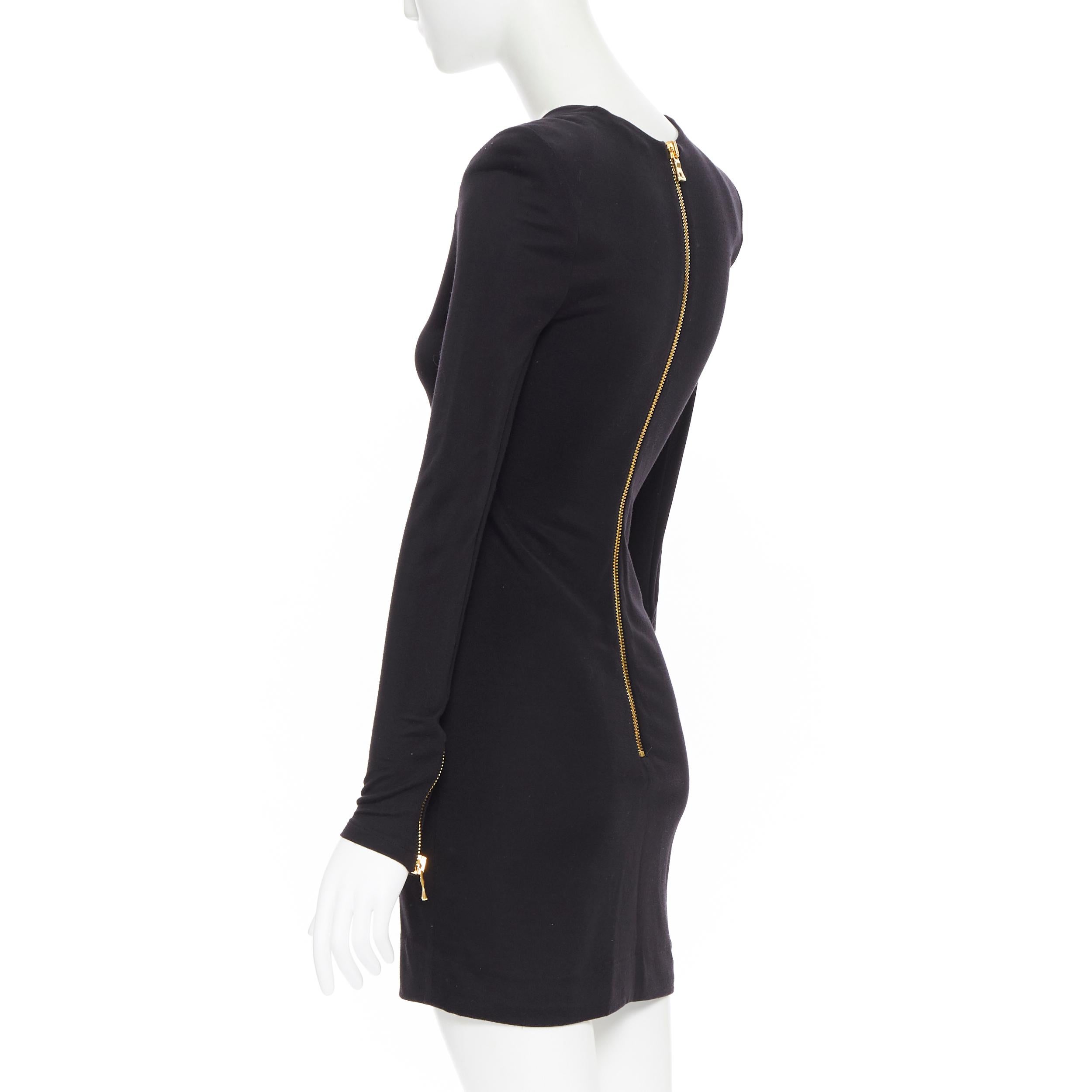 nuevo BALMAIN negro oro militar moneda arnés cadena collar bodycon vestido FR34 2