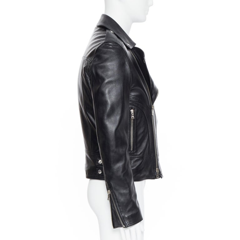 Louis Vuitton Black Leather Lambskin Moto Biker Jacket Size 34 2