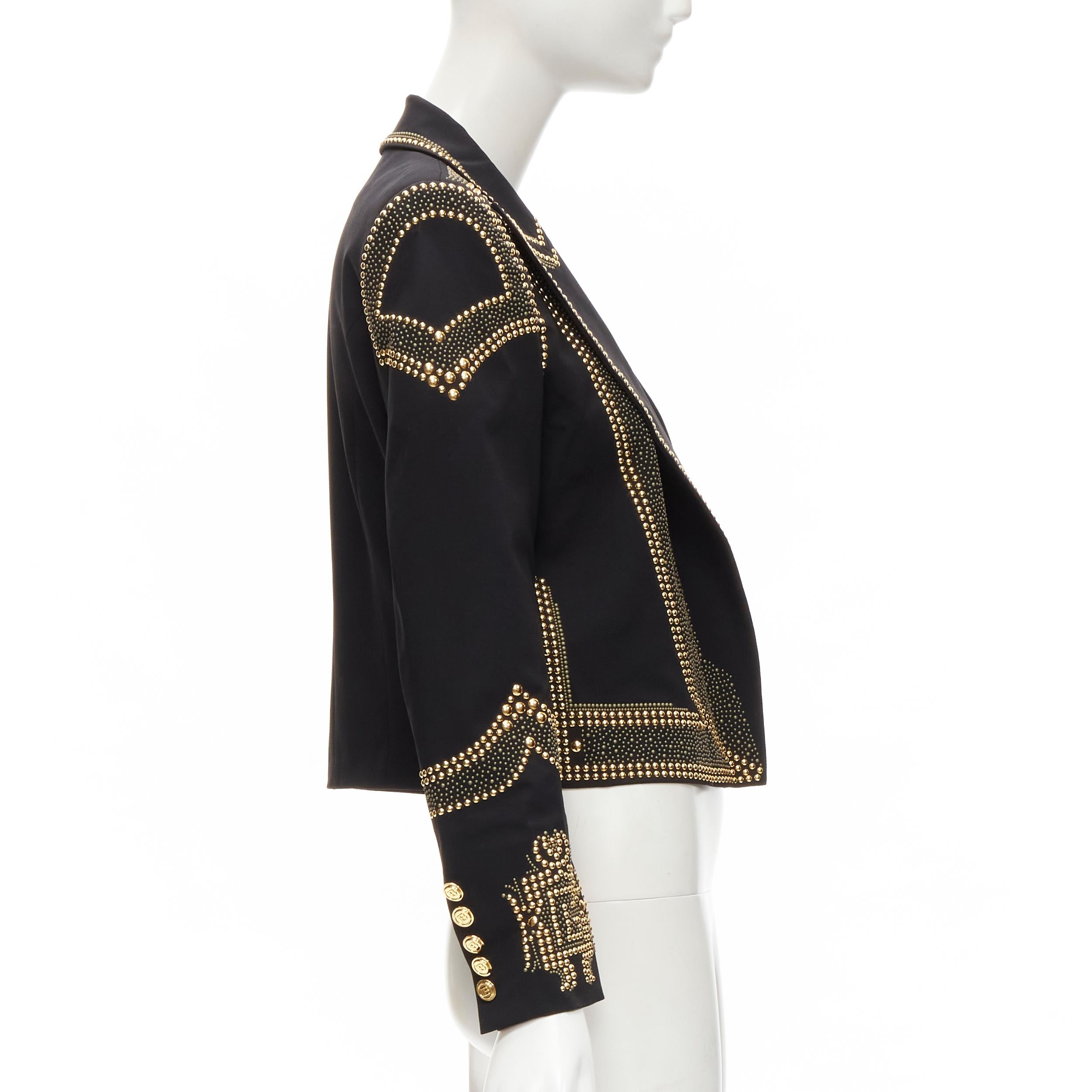 black blazer with gold design