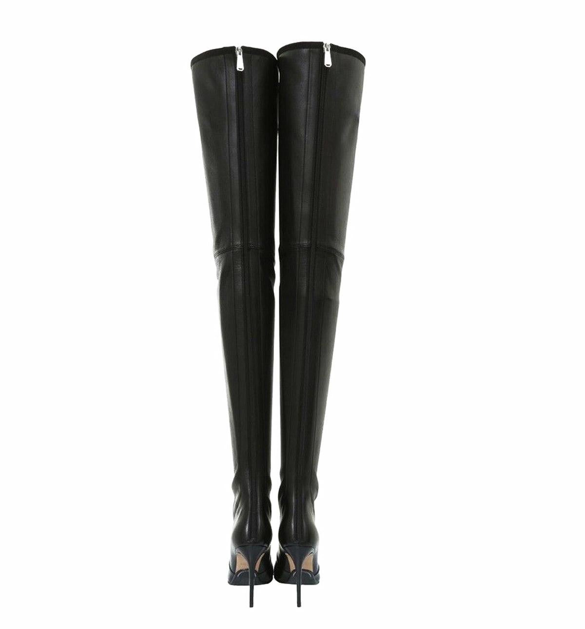 Nuevo Balmain Botas altas por encima de la rodilla de piel elástica negra
Tallas de diseño disponibles -  36, 37, 37.5, 38.
Según la tienda Balmain, las tallas en EE.UU. serán 7, 8, 8,5, 9.
Suave piel elástica, 100% piel de cordero, cierre trasero