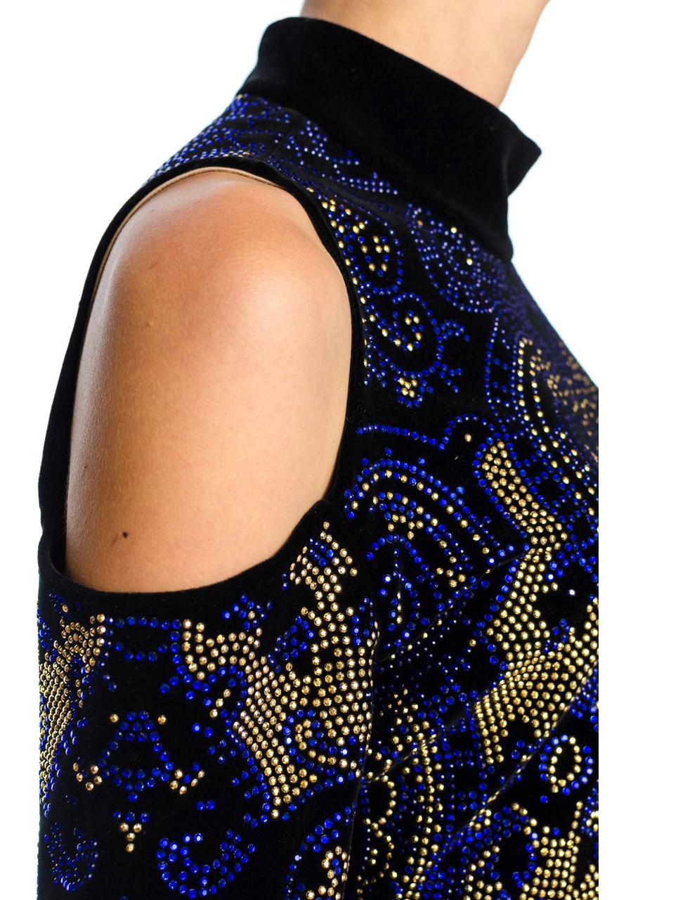 Nuevo BALMAIN VELVET NEGRO BORDADO MINI VESTIDO FR 40 - 8 en Nuevo estado para la venta en Montgomery, TX