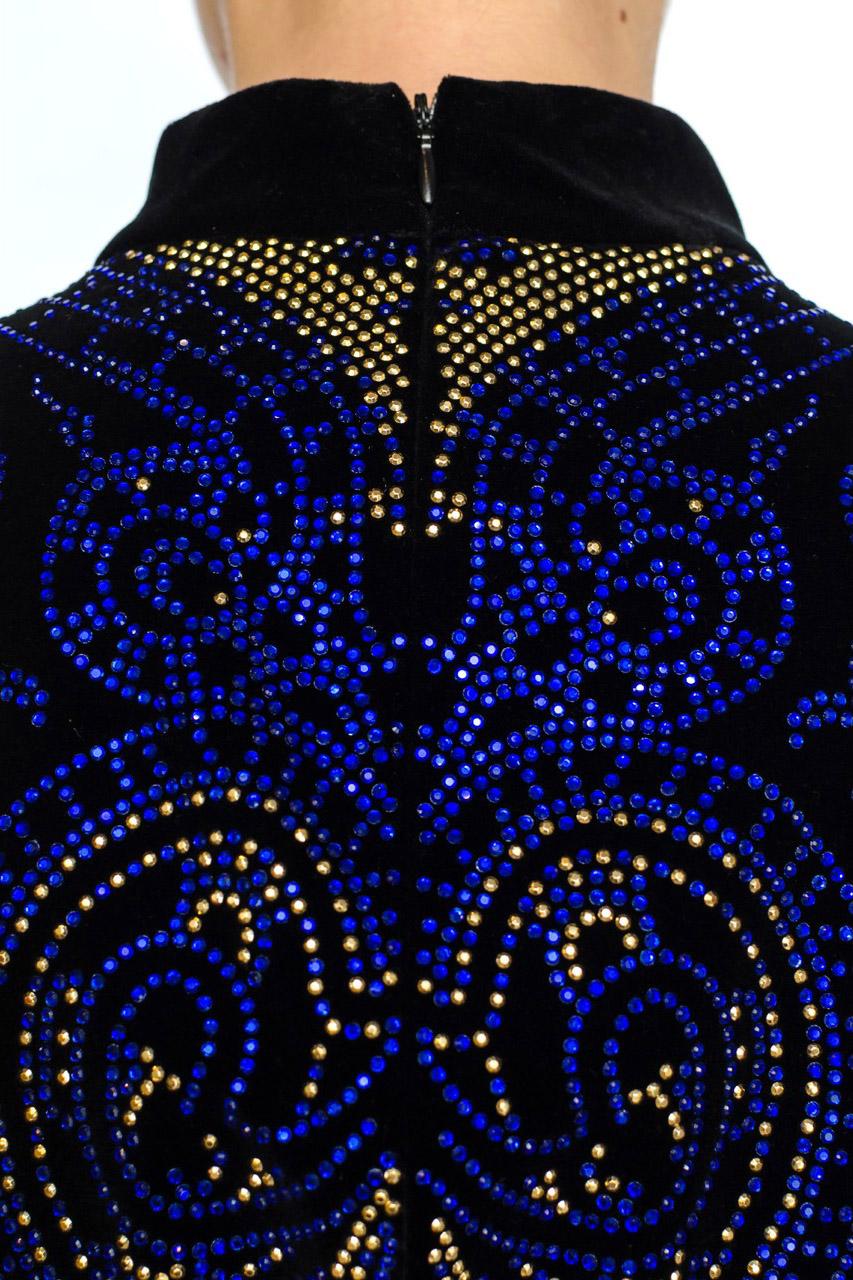 De las mujeres Nuevo BALMAIN VELVET NEGRO BORDADO MINI VESTIDO FR 40 - 8 en venta