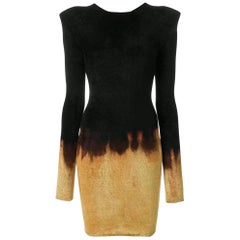 New BALMAIN Black Velvet Fire Cocktail Dress  FR38 US 4-6