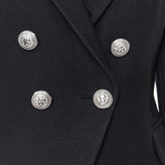 new BALMAIN black wool blend military double breasted blazer jacket FR40 M