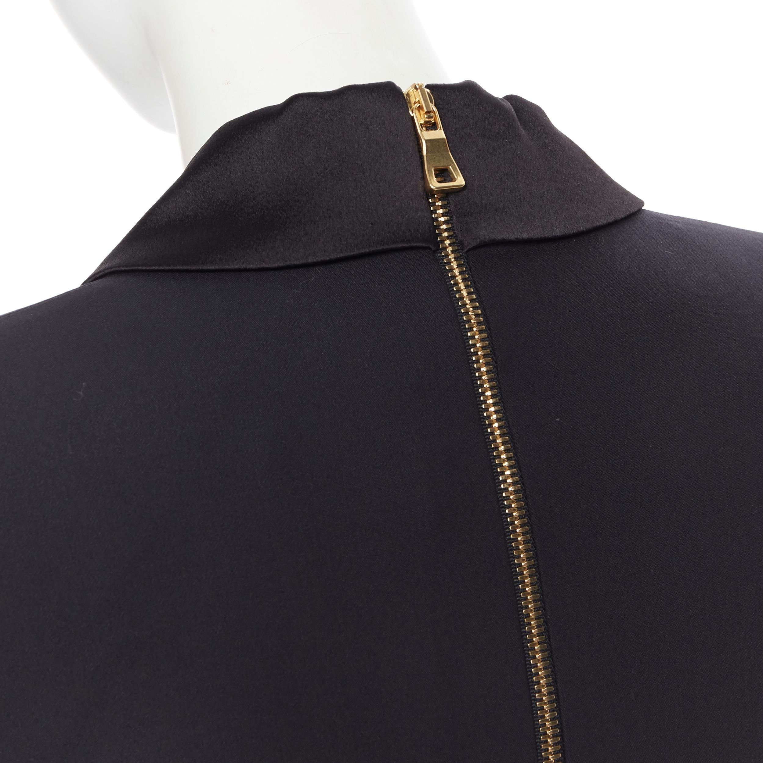 new BALMAIN black wool silk satin peak lapel double breasted jumpsuit FR36 S 6