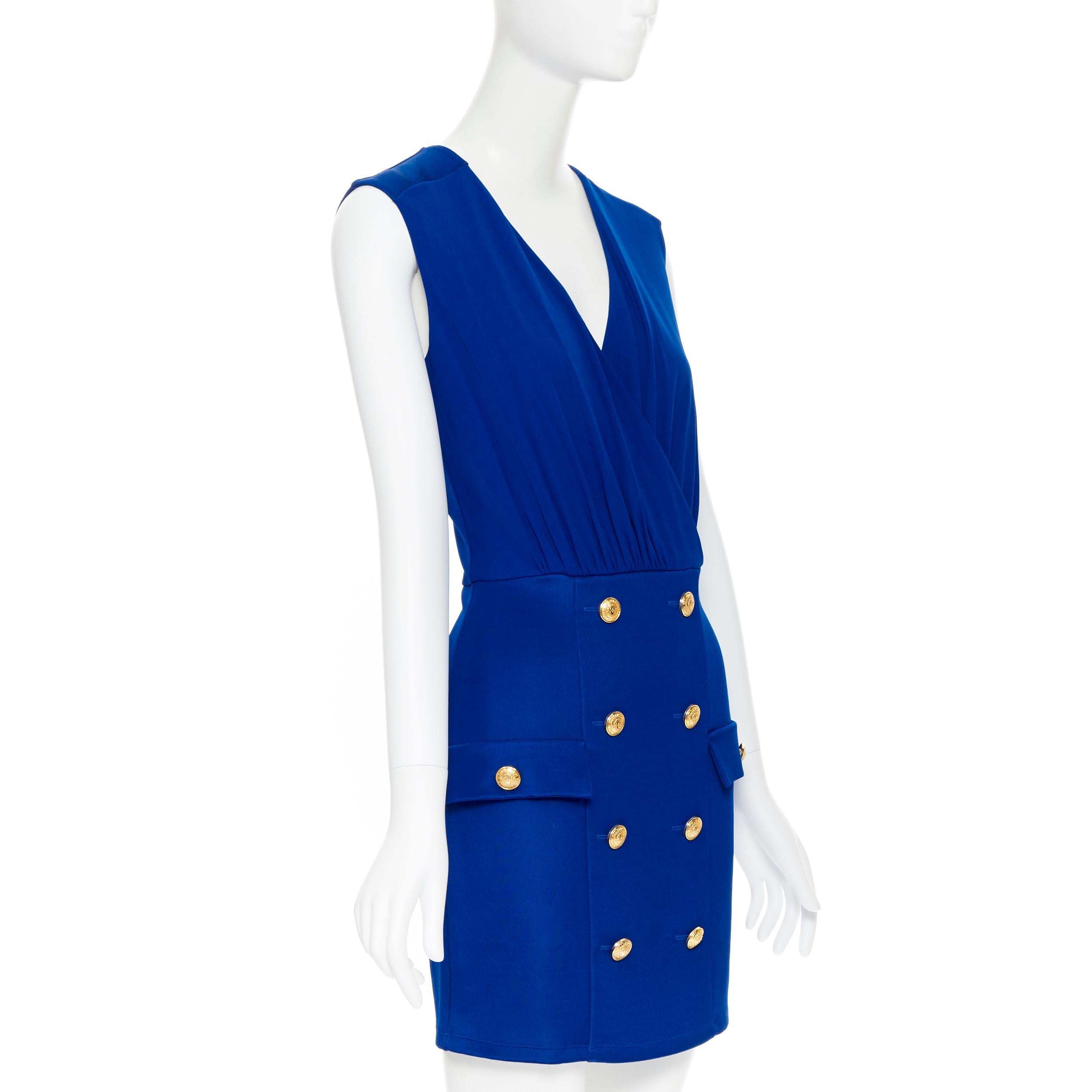 buttoned draped waist mini dress