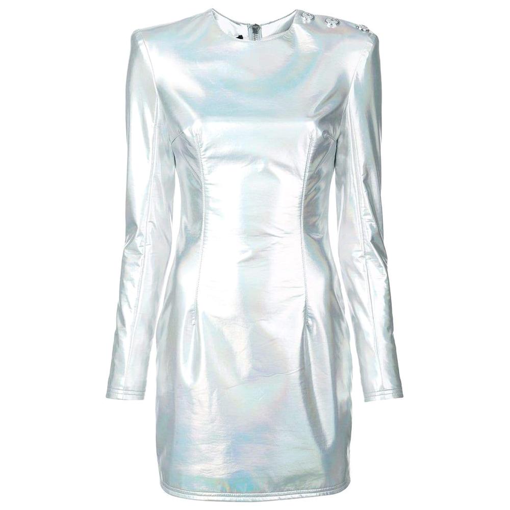 New BALMAIN Holographic Mini Dress  FR40 US6-8 For Sale