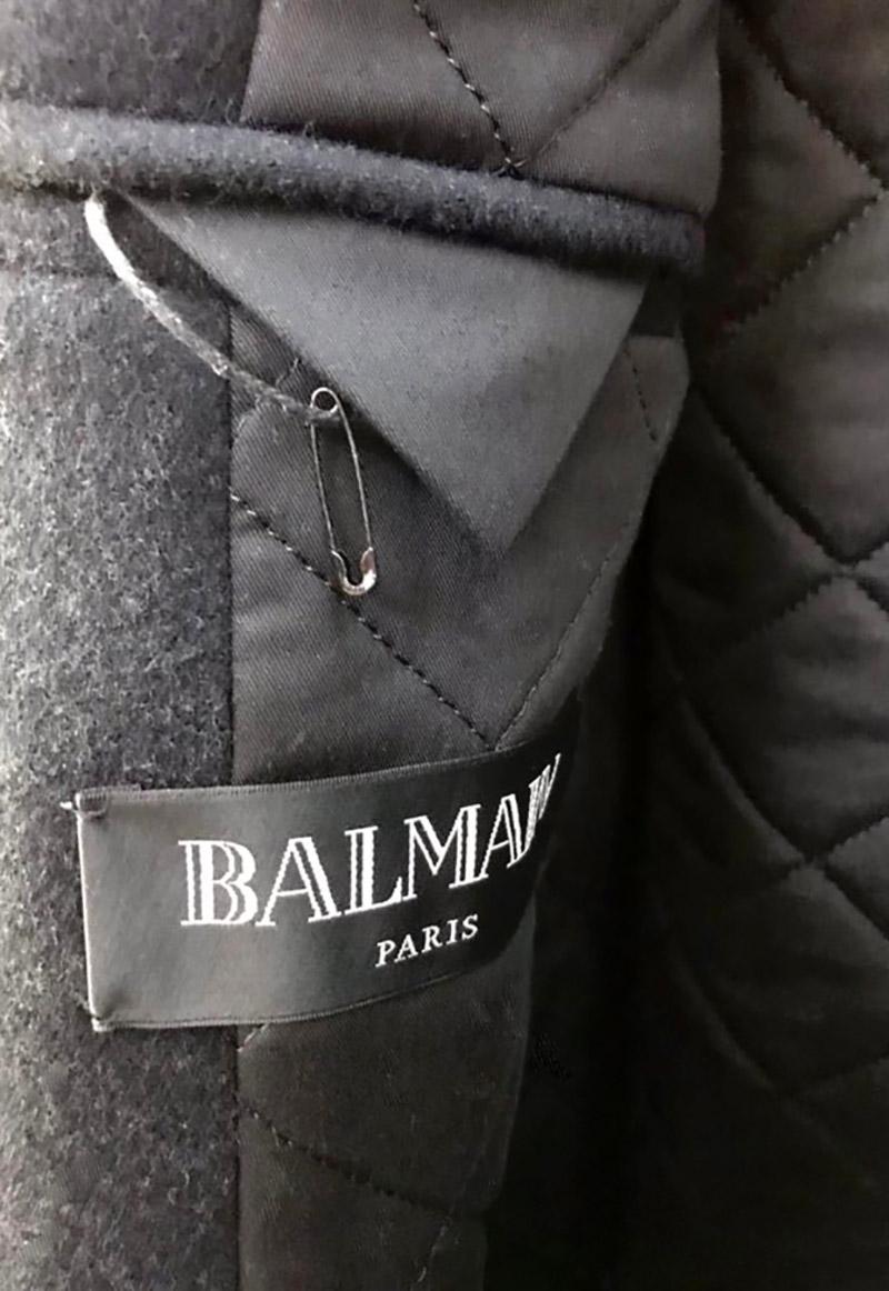 New Balmain Hooded Black Coat for Men For Sale at 1stDibs
