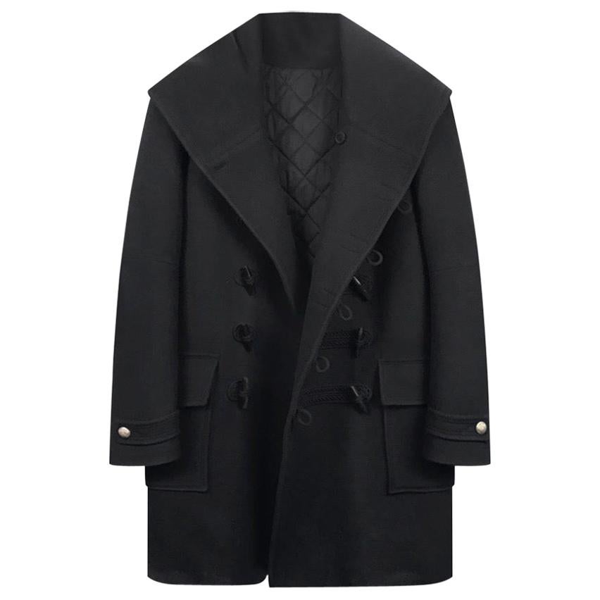 New Balmain Hooded Black Coat for Men