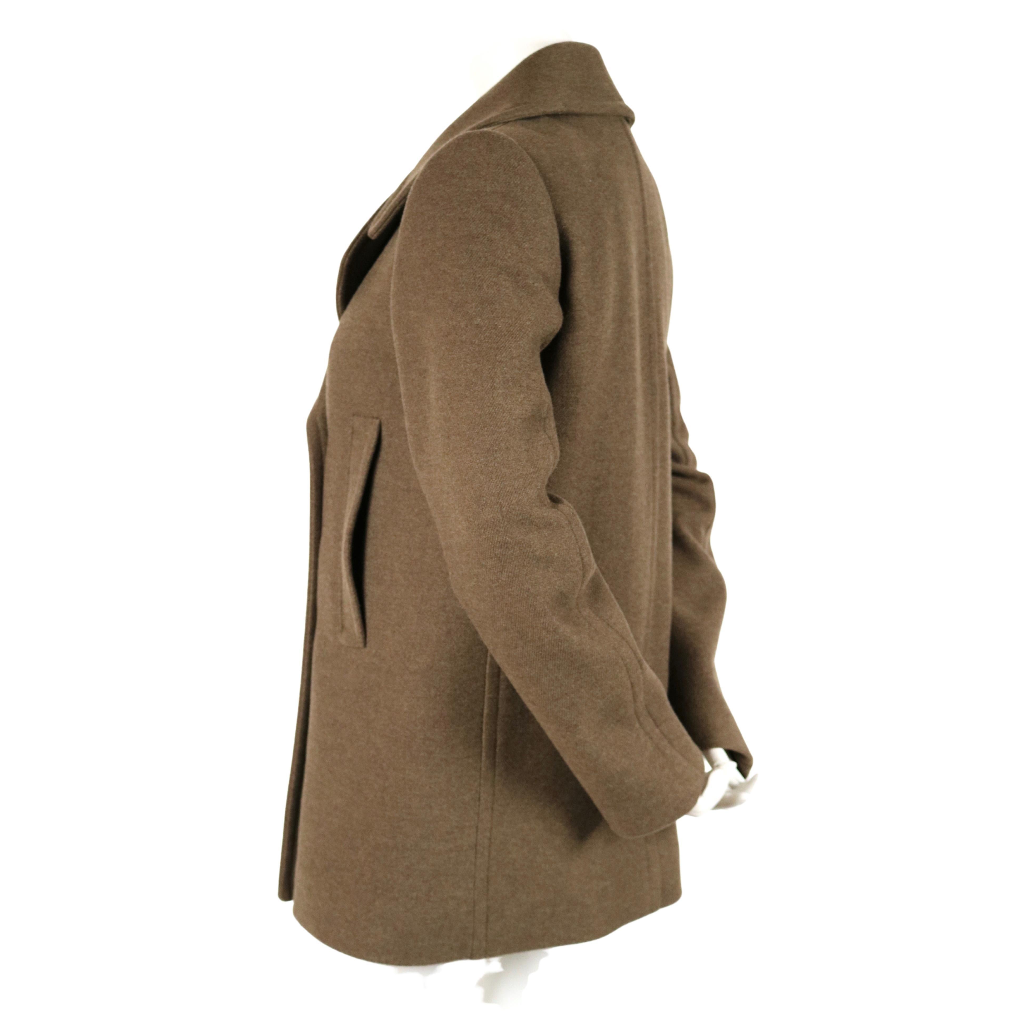 new BALMAIN khaki melton wool military coat In New Condition In San Fransisco, CA