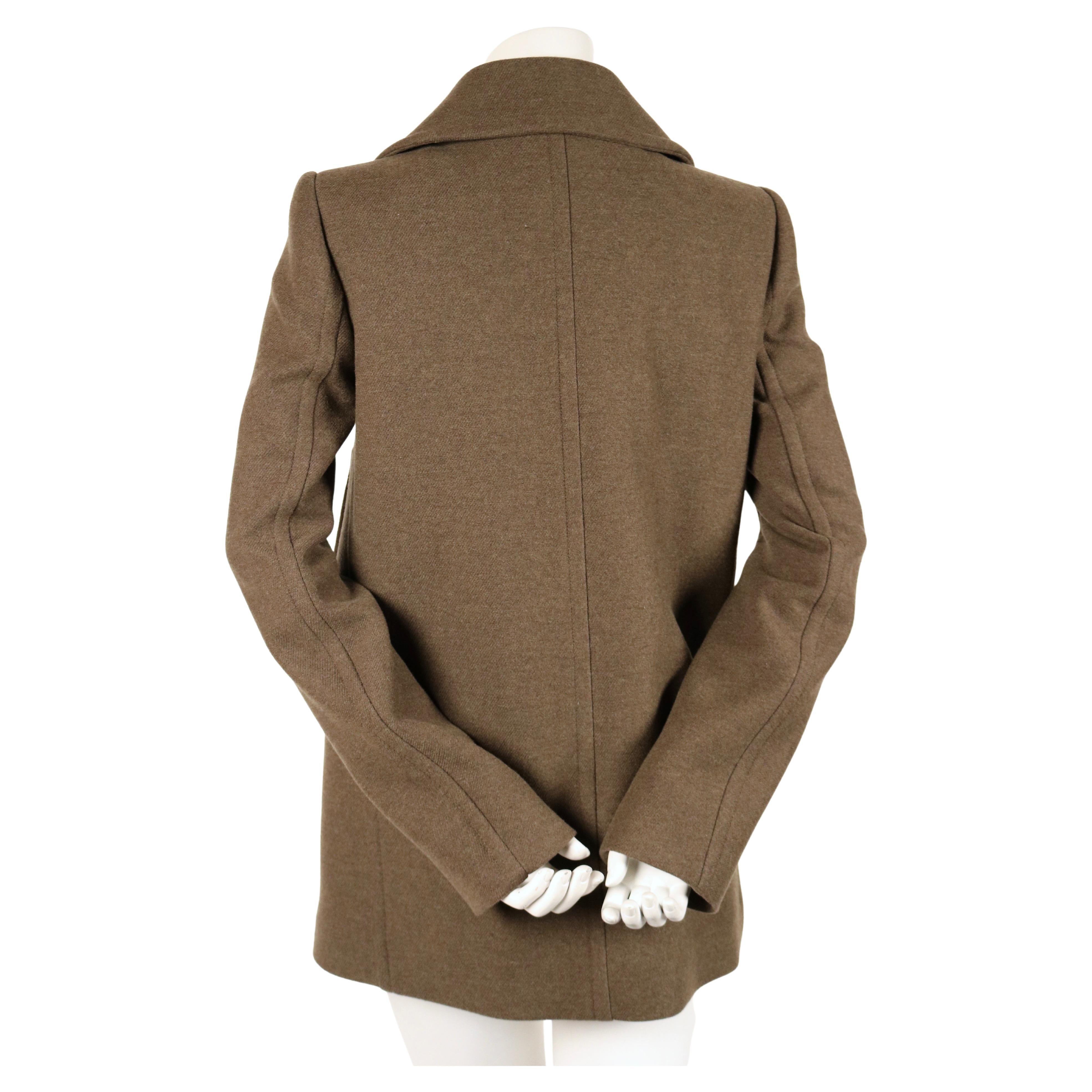 Women's or Men's new BALMAIN khaki melton wool military coat