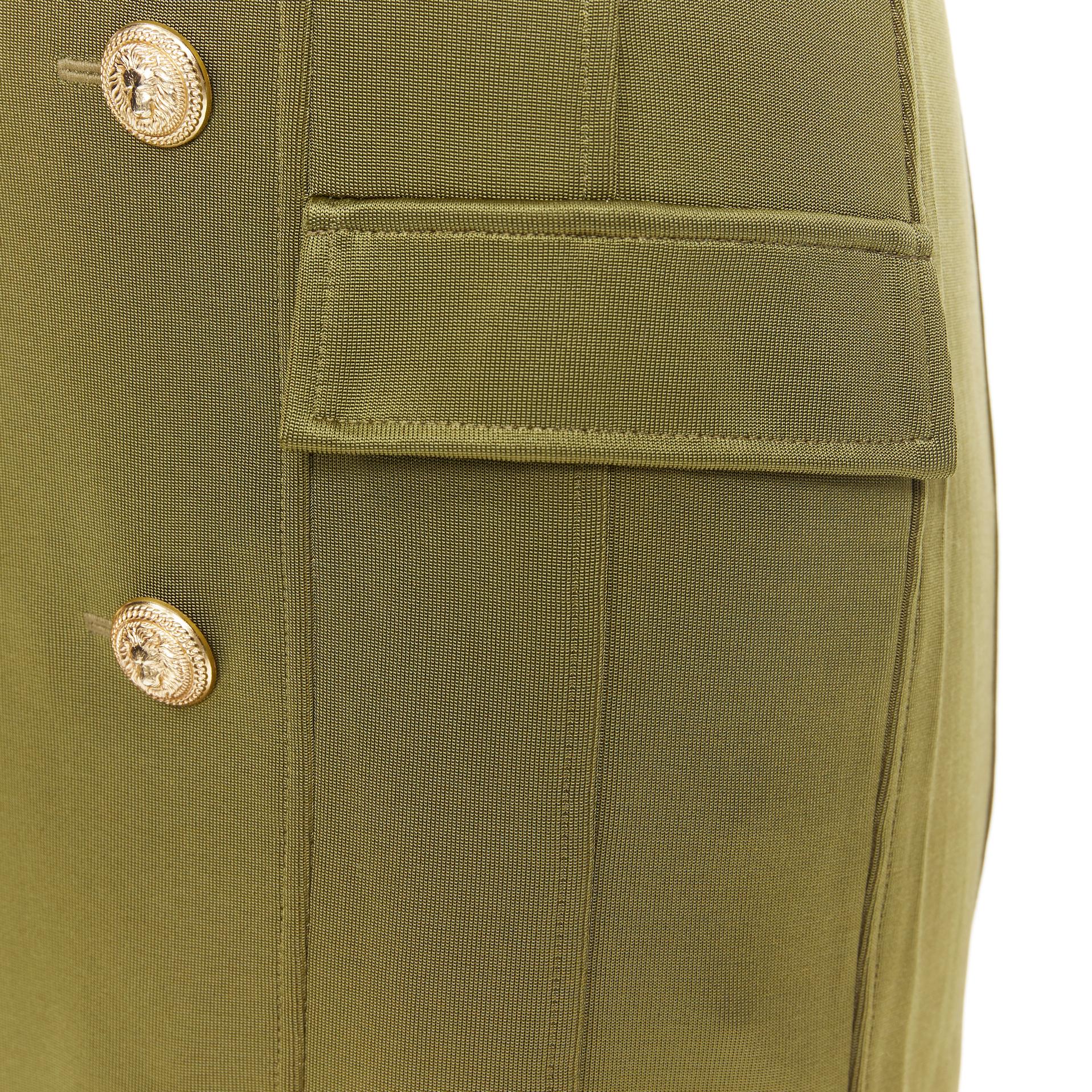 new BALMAIN military khaki green gold double breasted wrap bodycon dress IT38
Brand: Balmain
Designer: Olivier Rousteing
Model Name / Style: Double breasted dress
Material: Viscose
Color: Green
Pattern: Solid
Closure: Zip
Extra Detail: Decorative