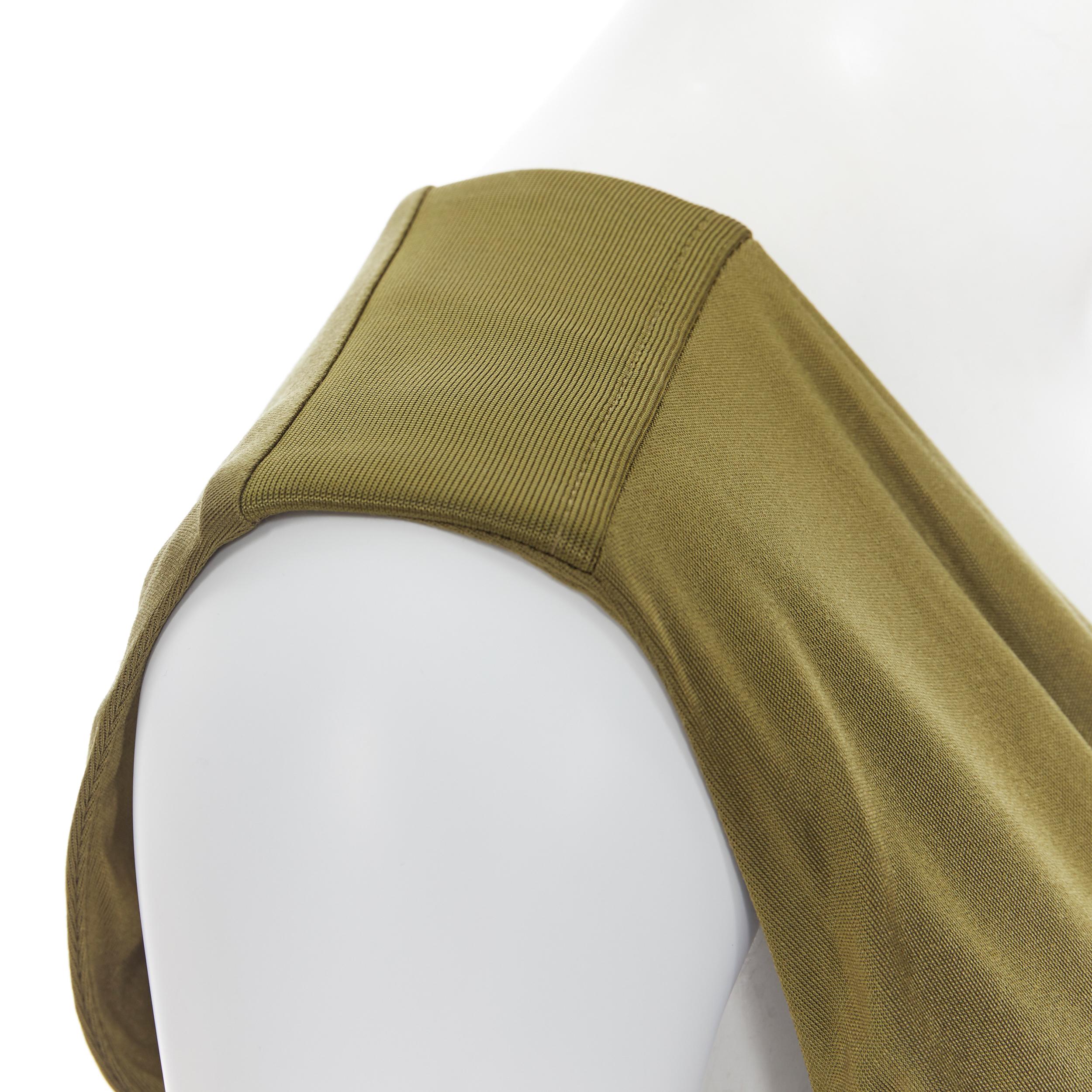 Women's new BALMAIN military khaki green gold double breasted wrap bodycon dress IT38 For Sale