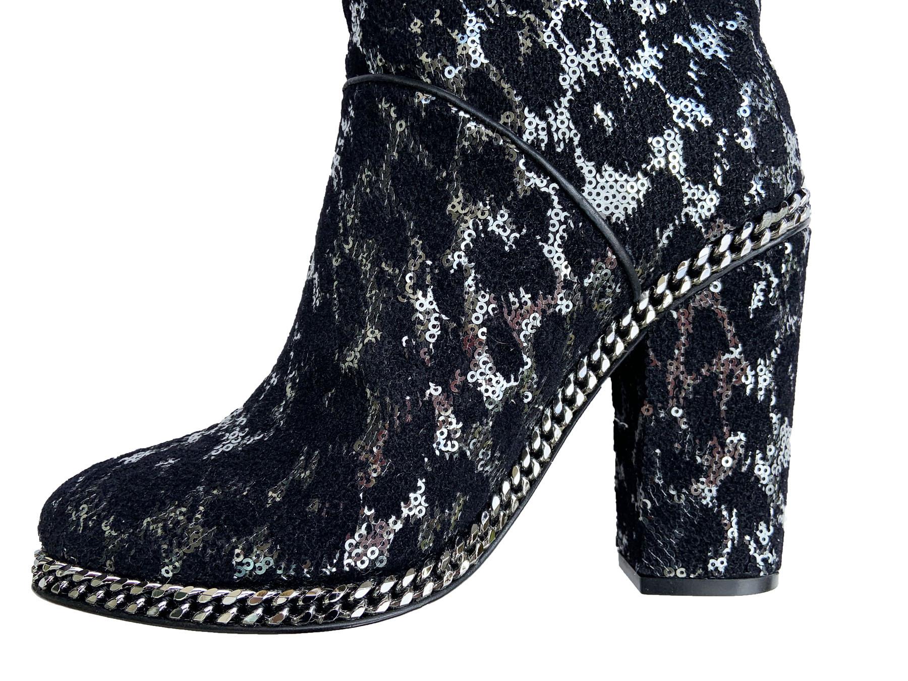 pailletten stiefel schwarz